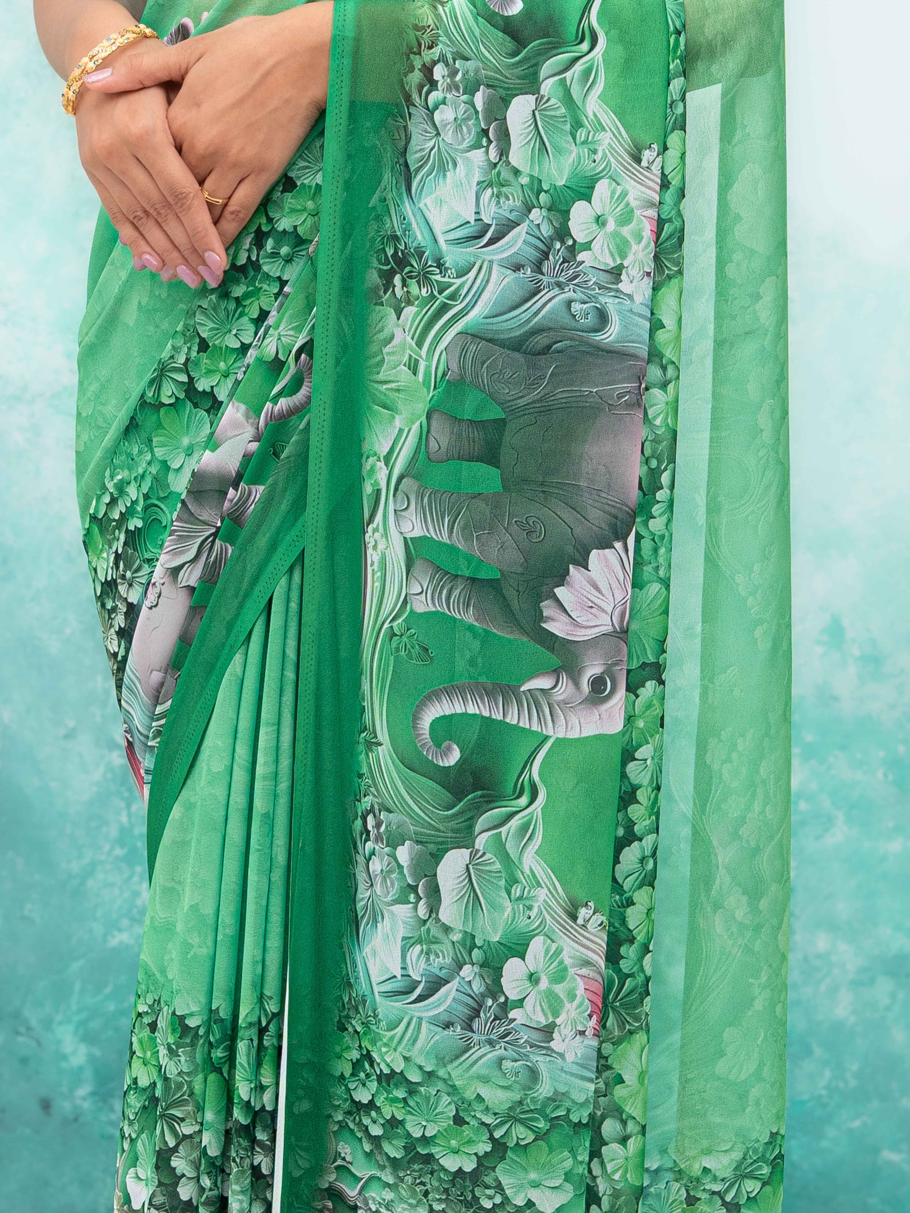 Green Georgette Saree