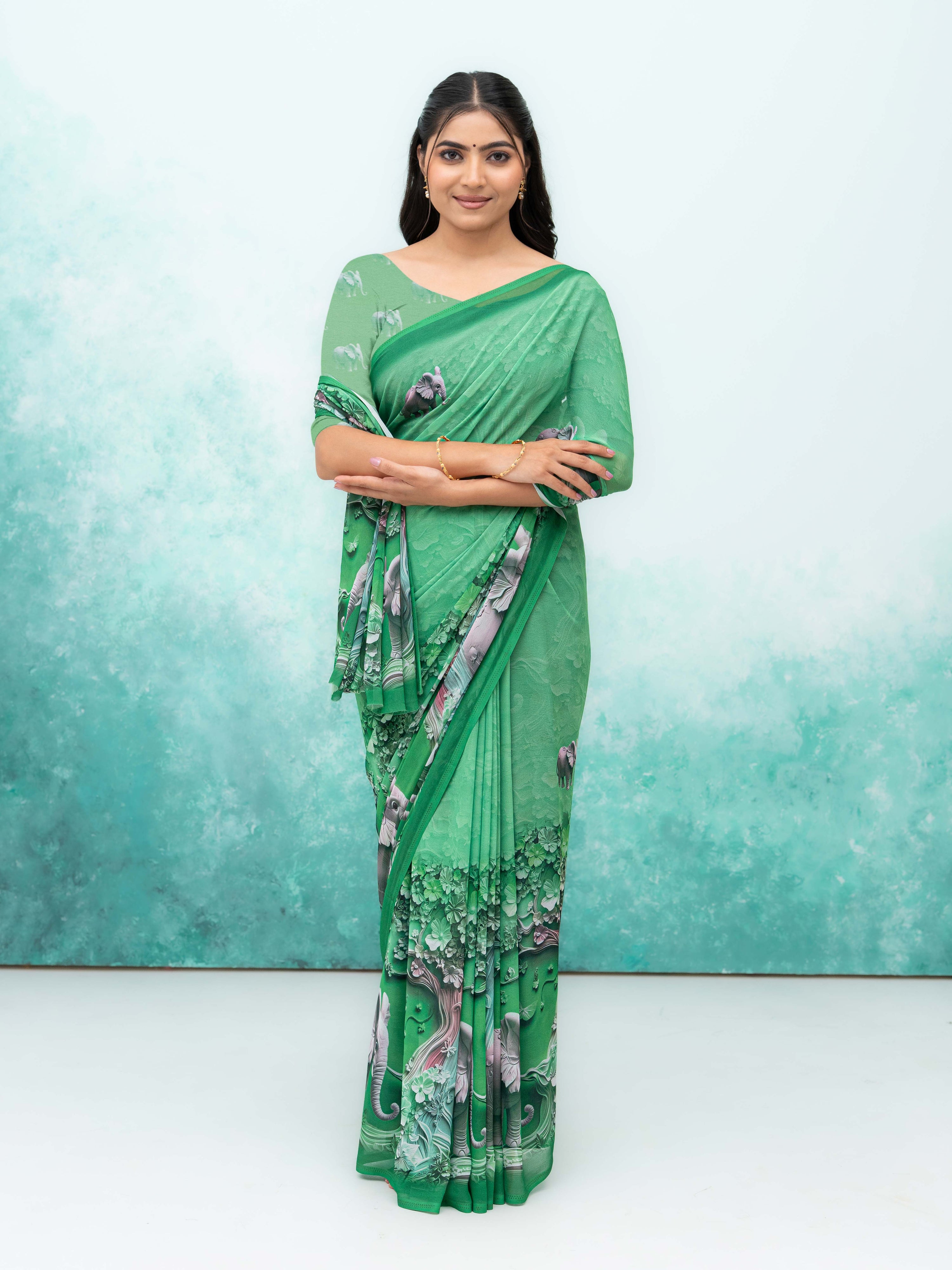 Green Georgette Saree