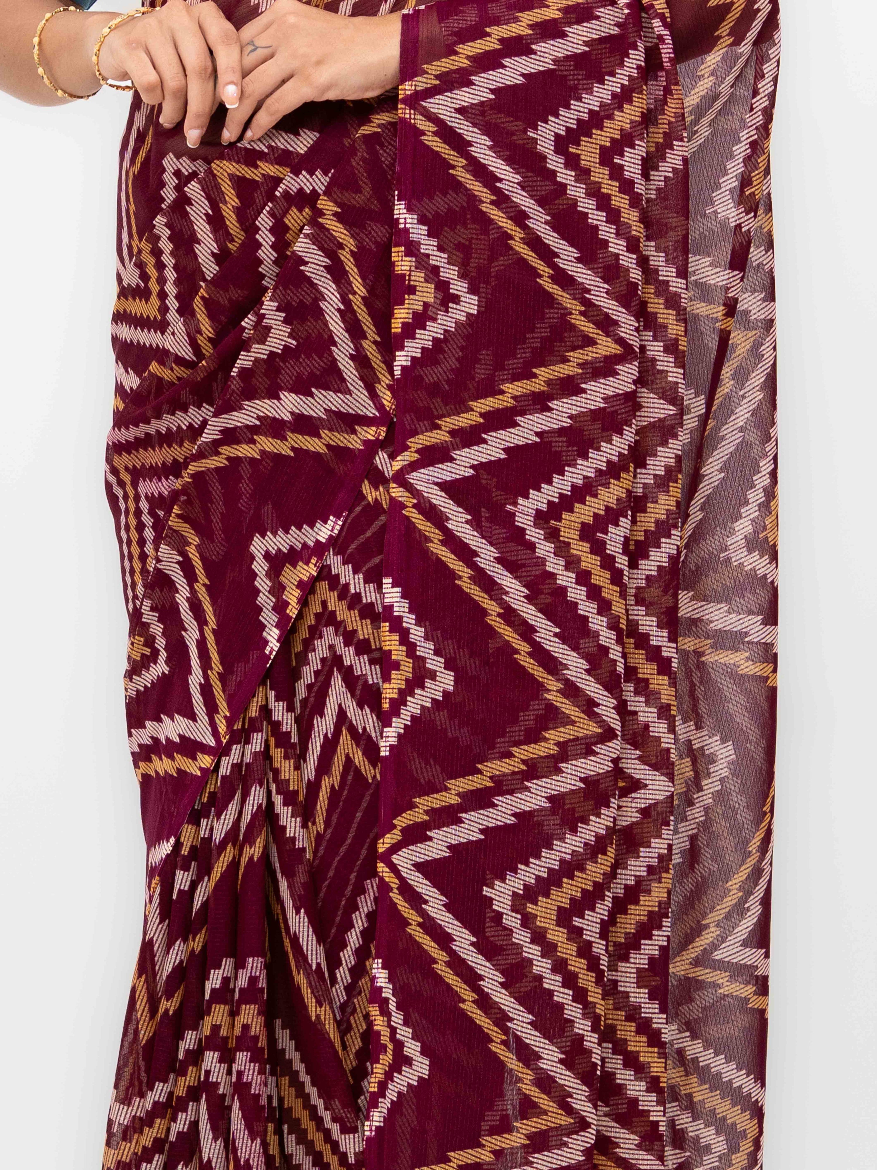 Maroon Georgette Saree