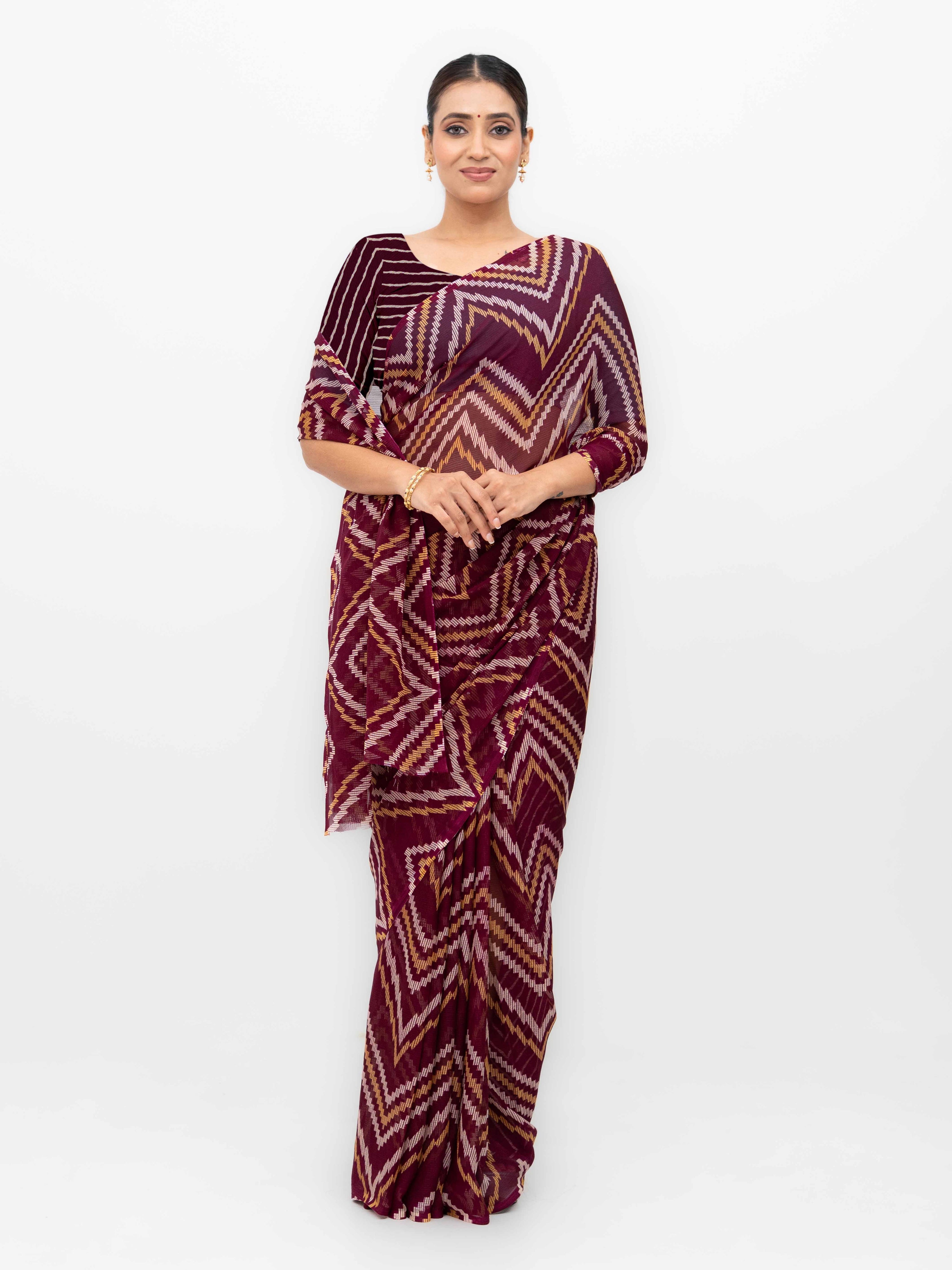 Maroon Georgette Saree