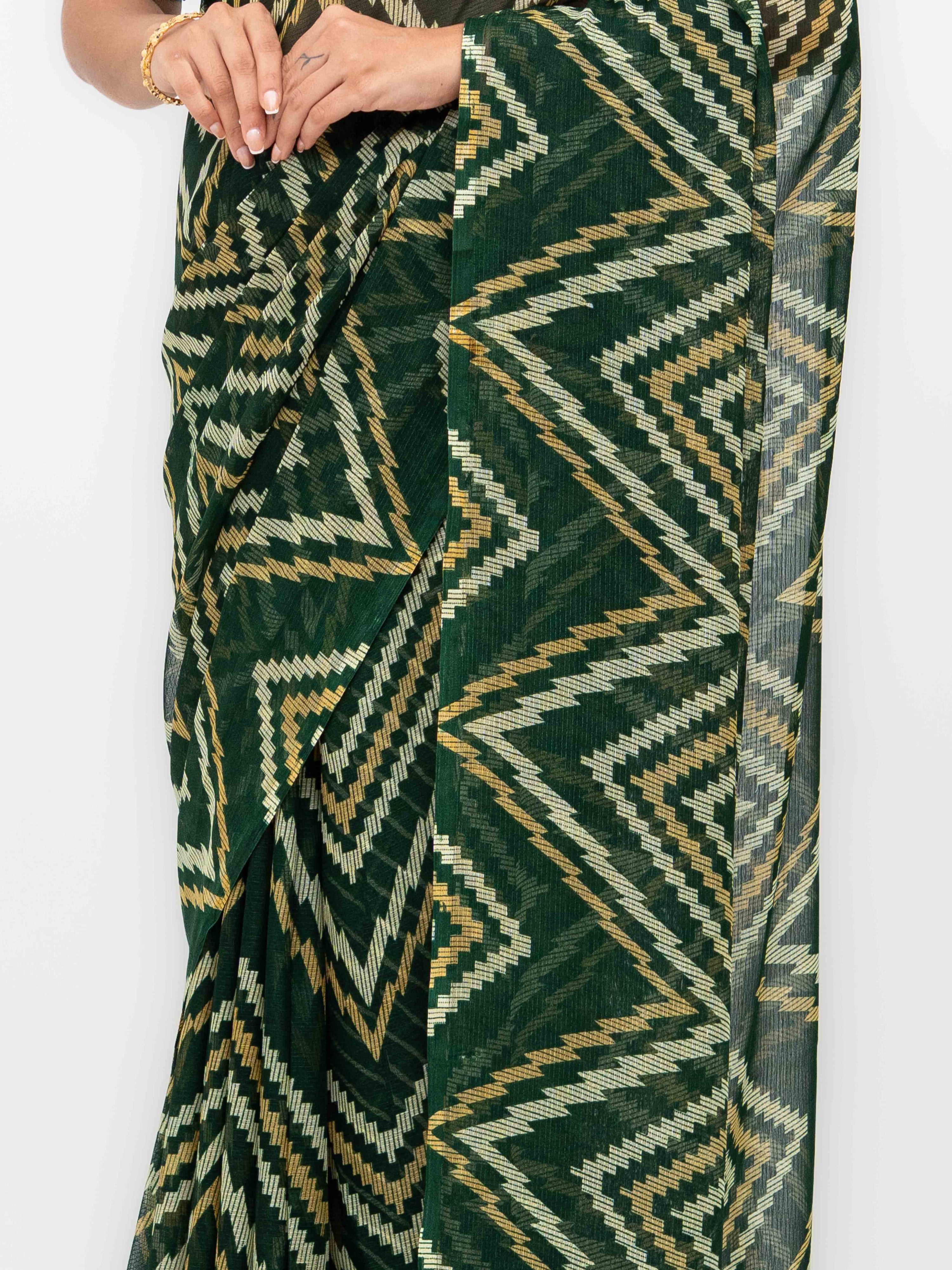 Dark Green Georgette Saree