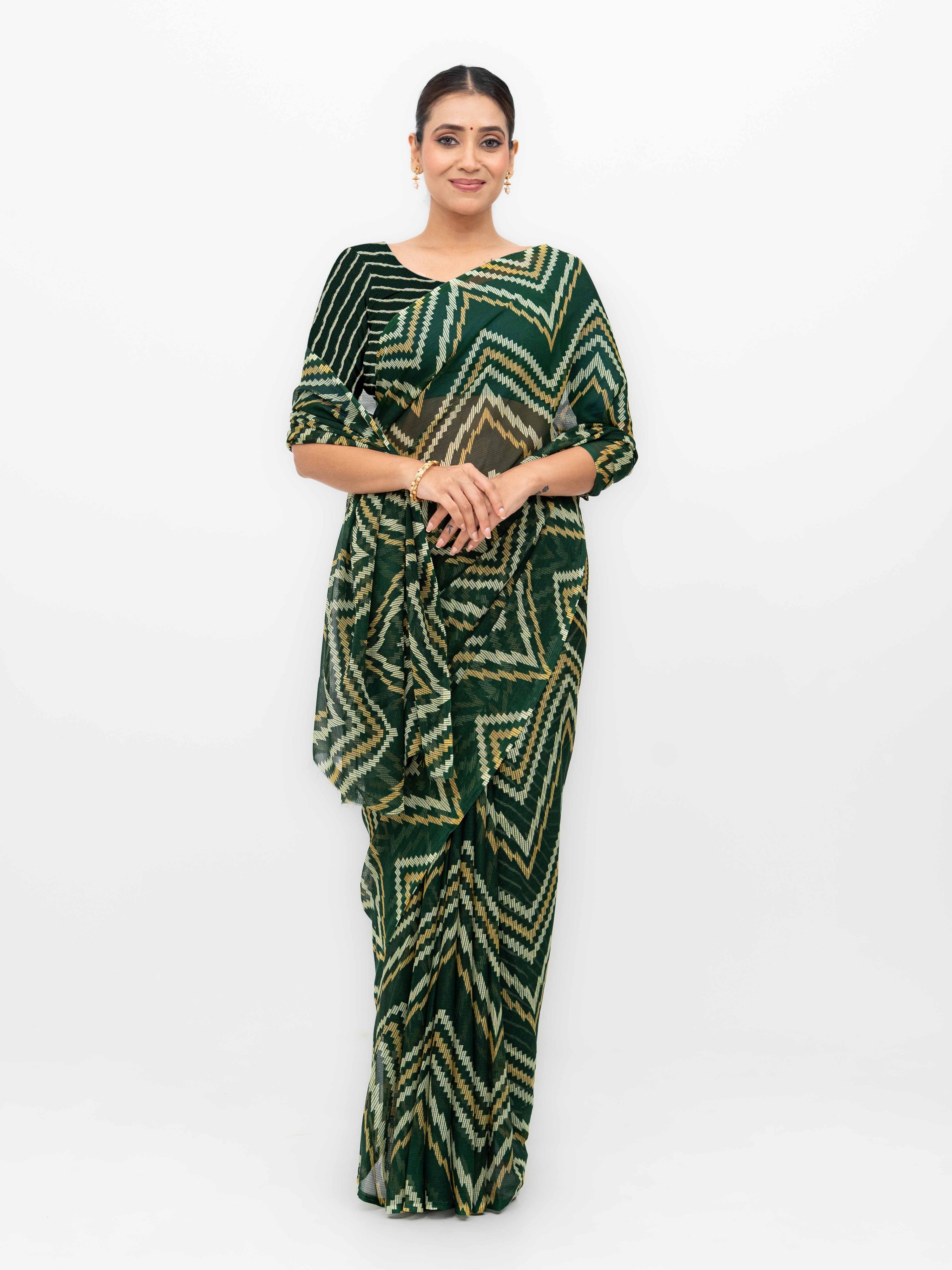 Dark Green Georgette Saree
