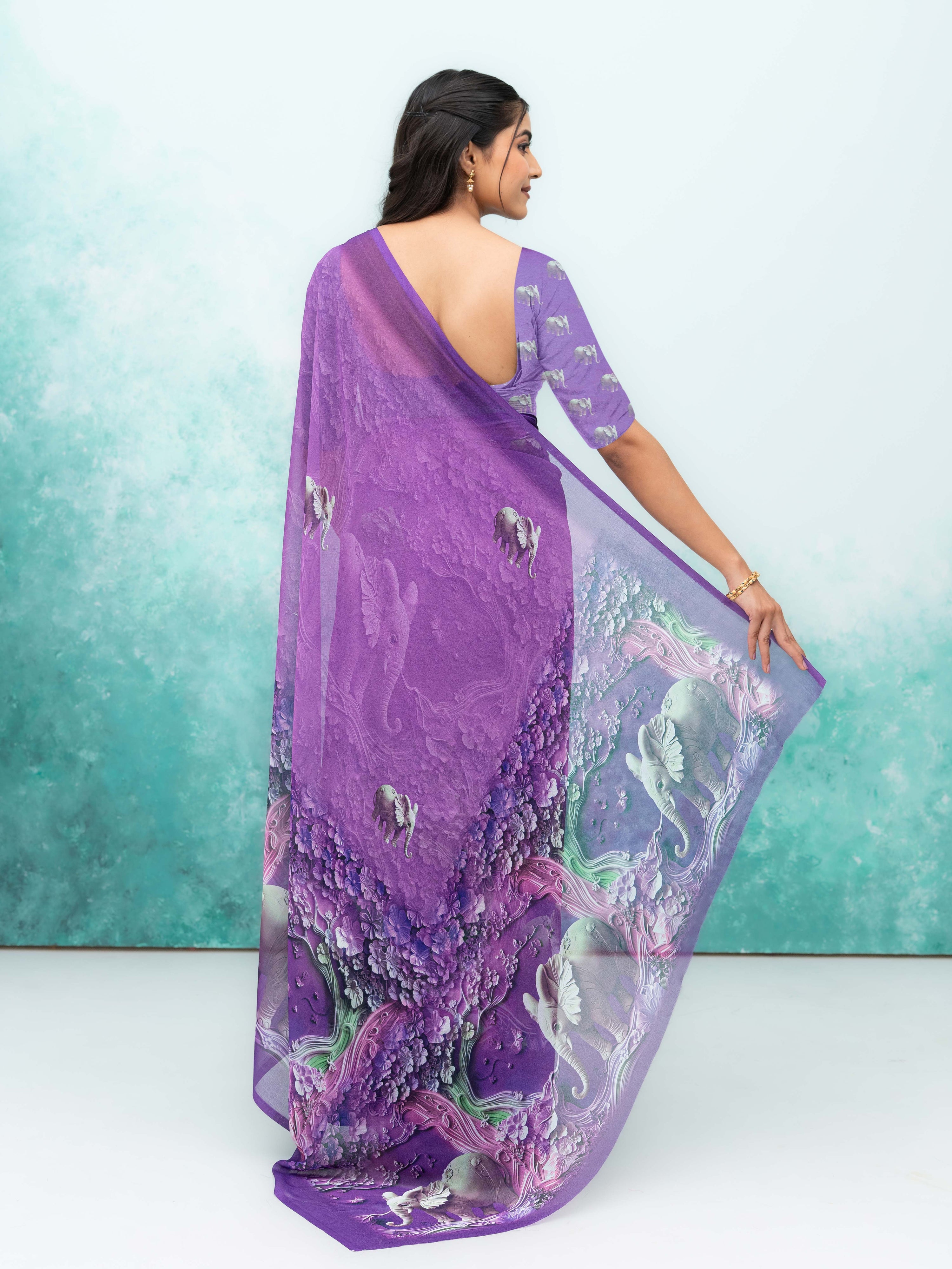 Purple Georgette Saree