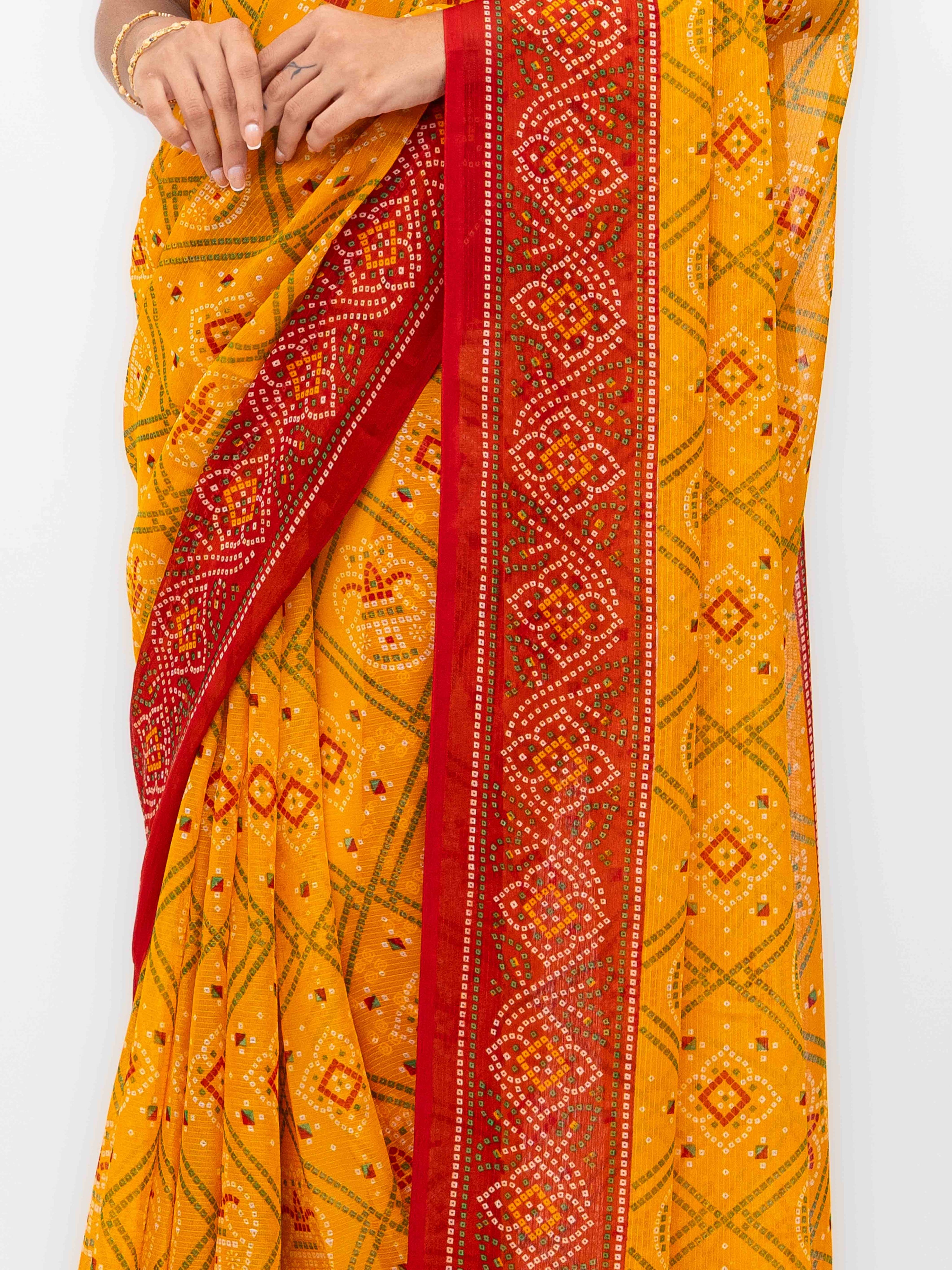Orange Georgette Saree