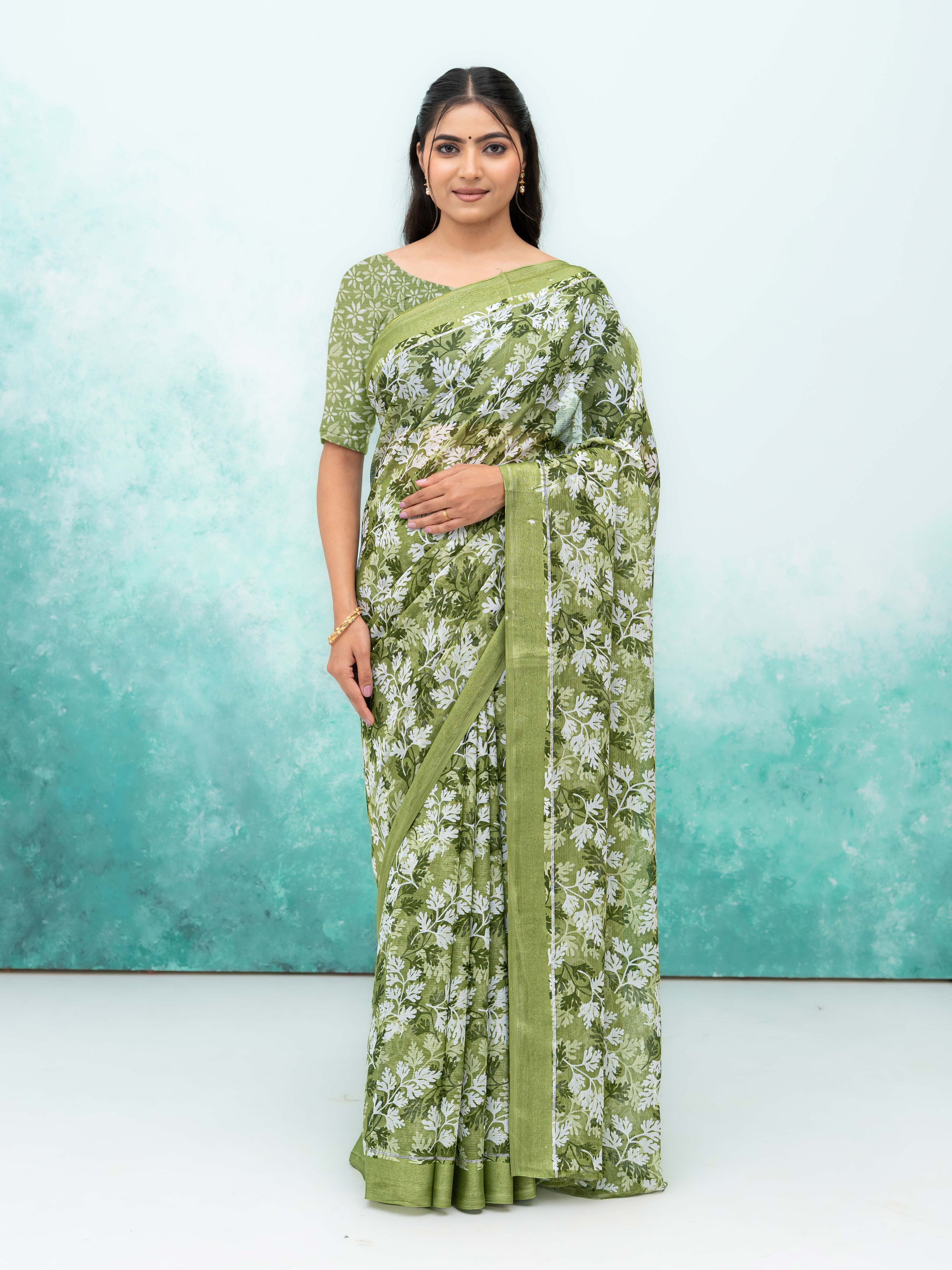 Olive Green Weightless Saree
