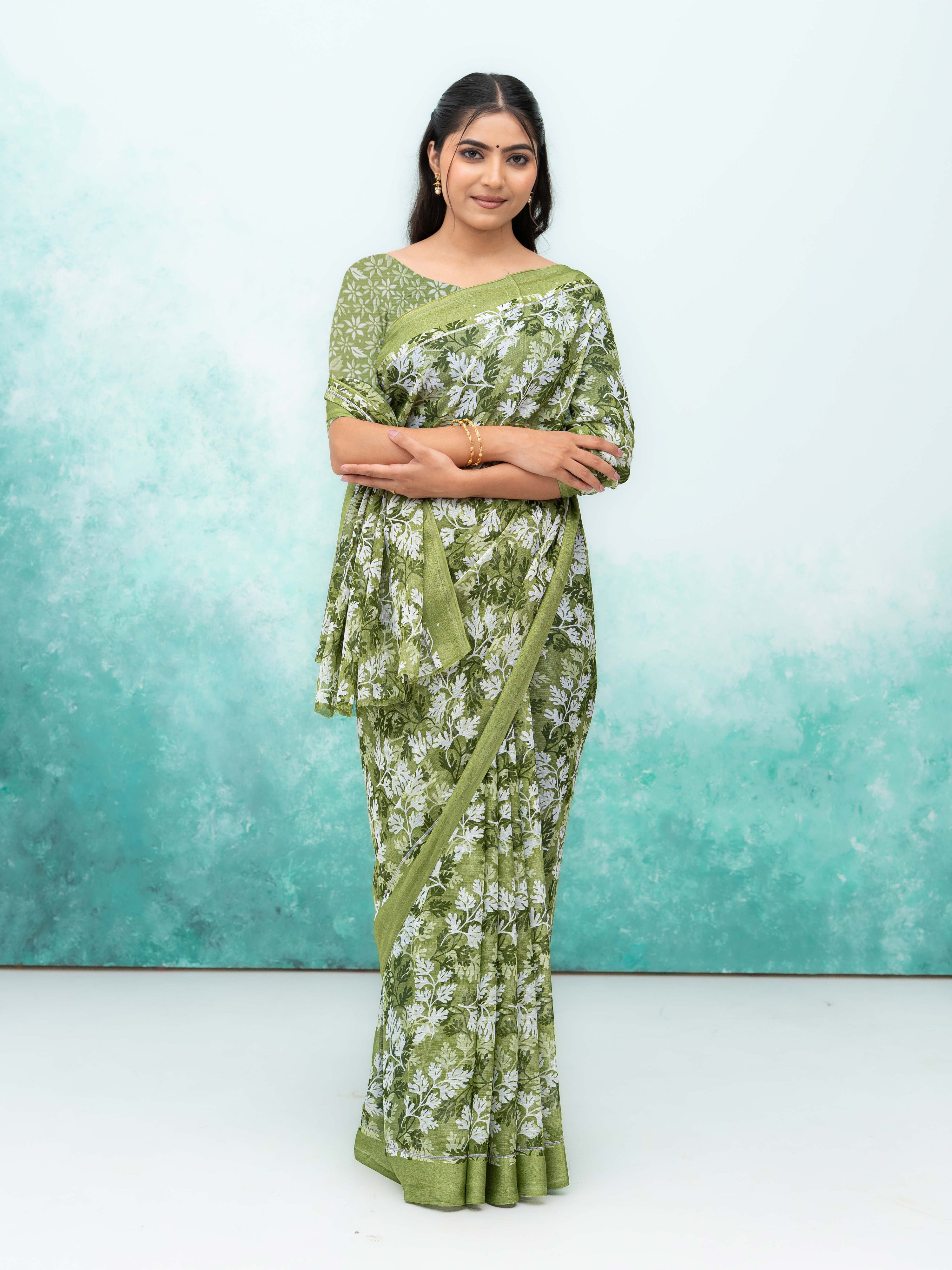 Olive Green Weightless Saree