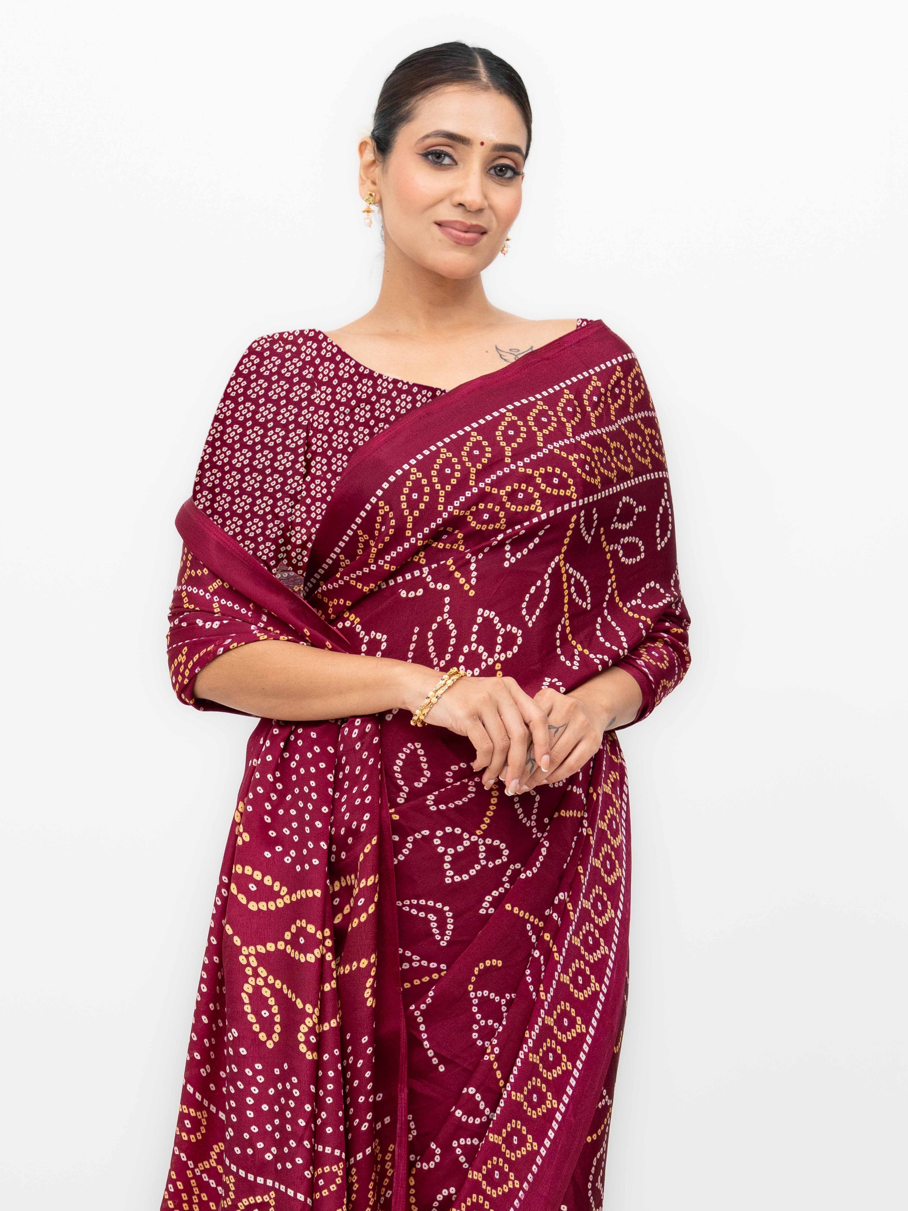 Maroon Art Silk Saree