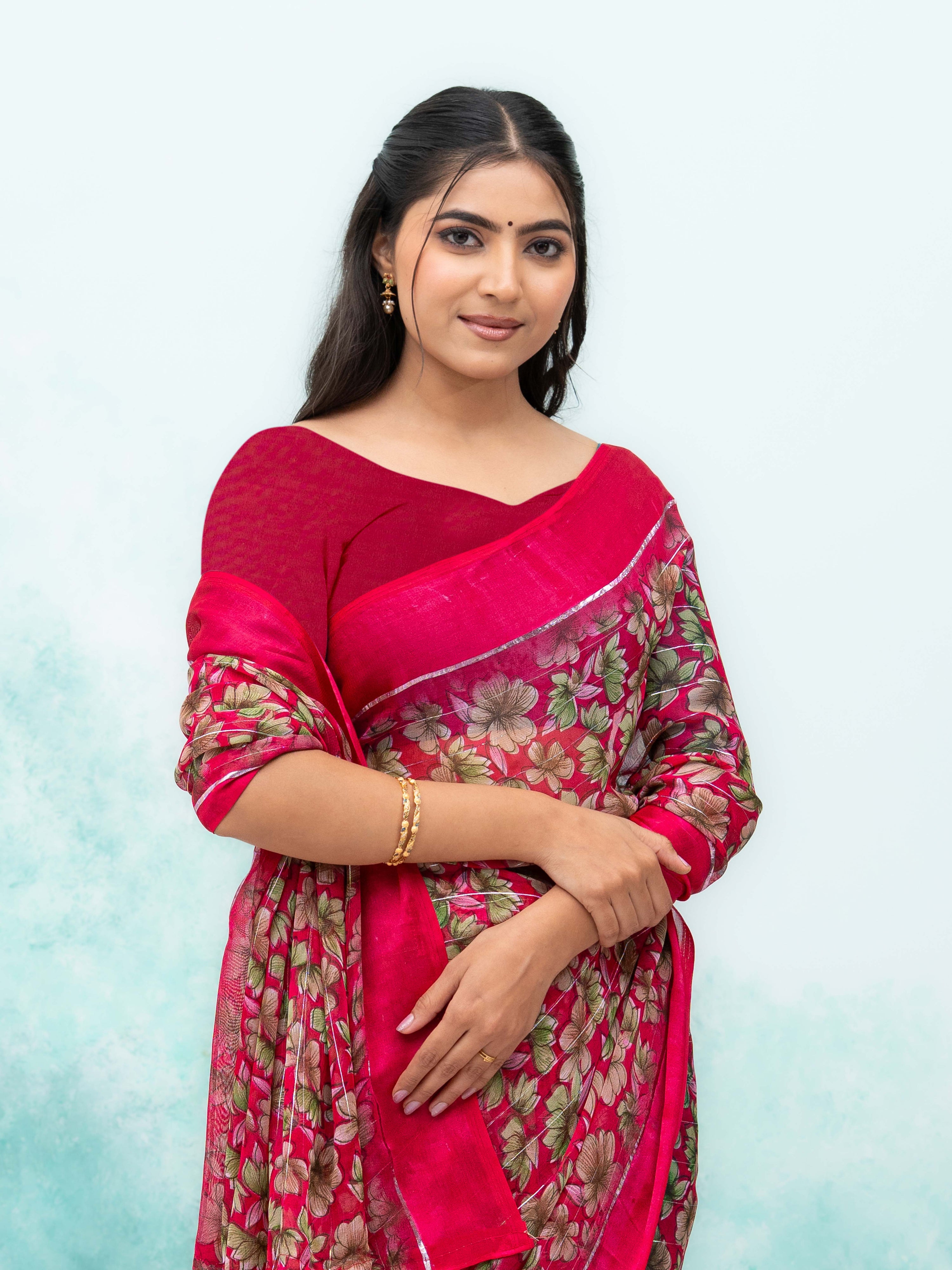 Rani Pink Poly Viscose Saree