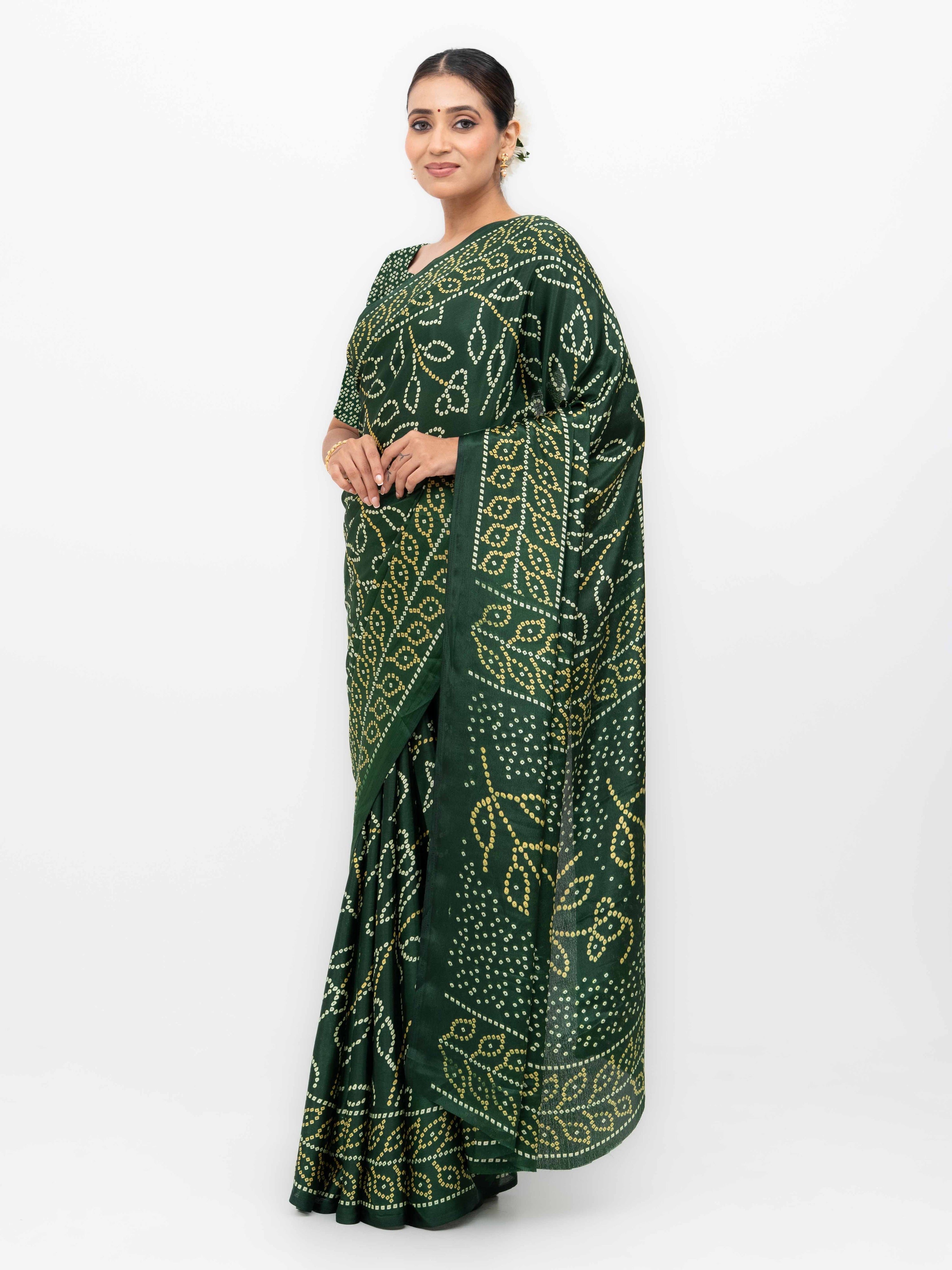 Dark Green Art Silk Saree