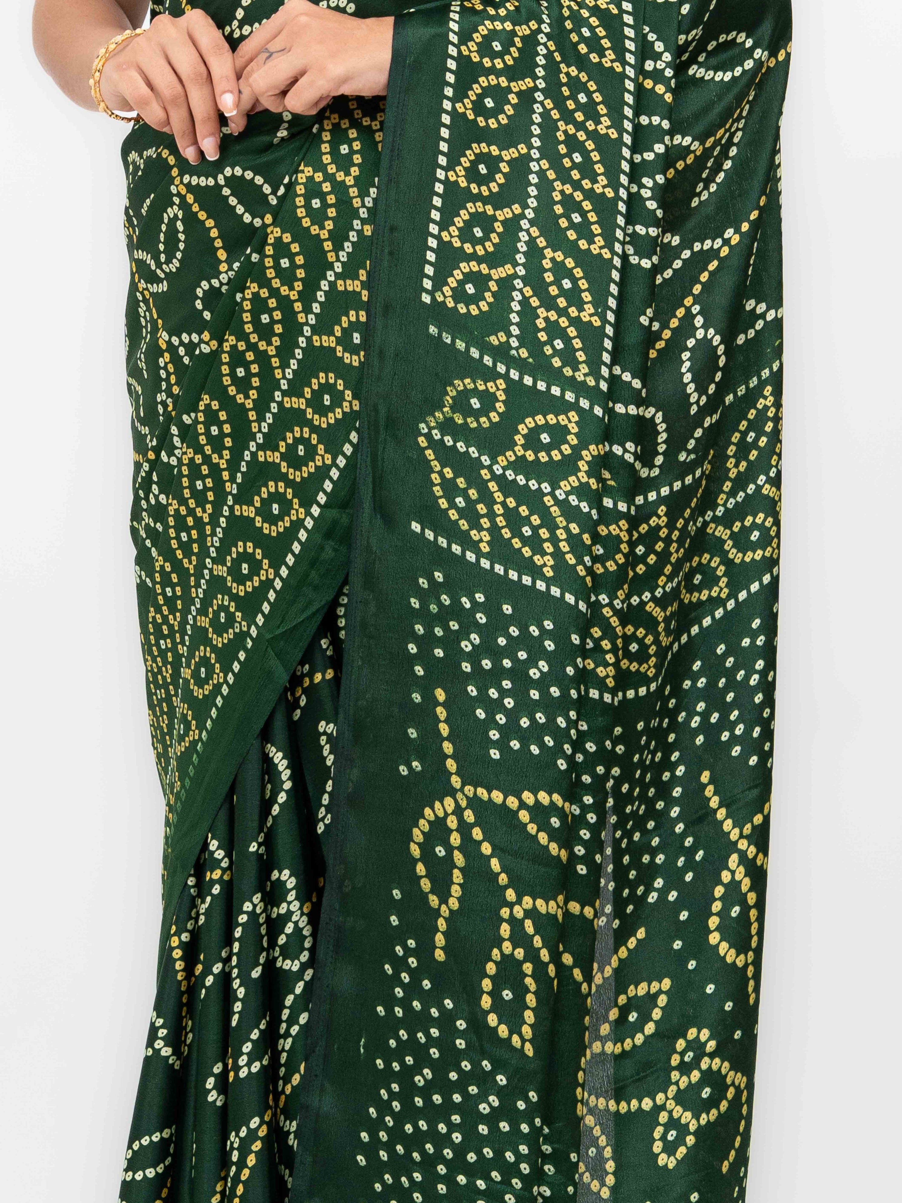 Dark Green Art Silk Saree