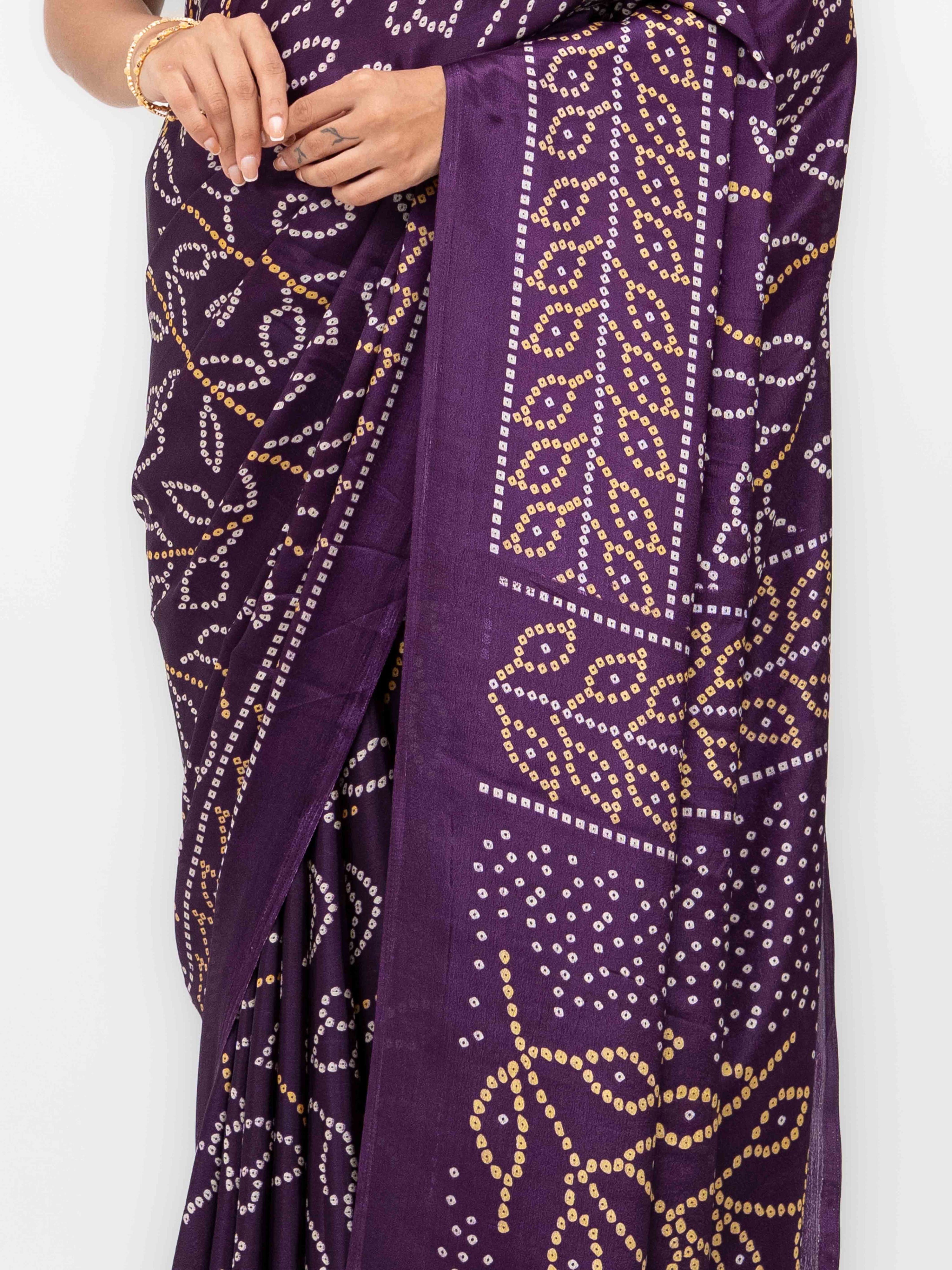 Dark Purple Art Silk Saree