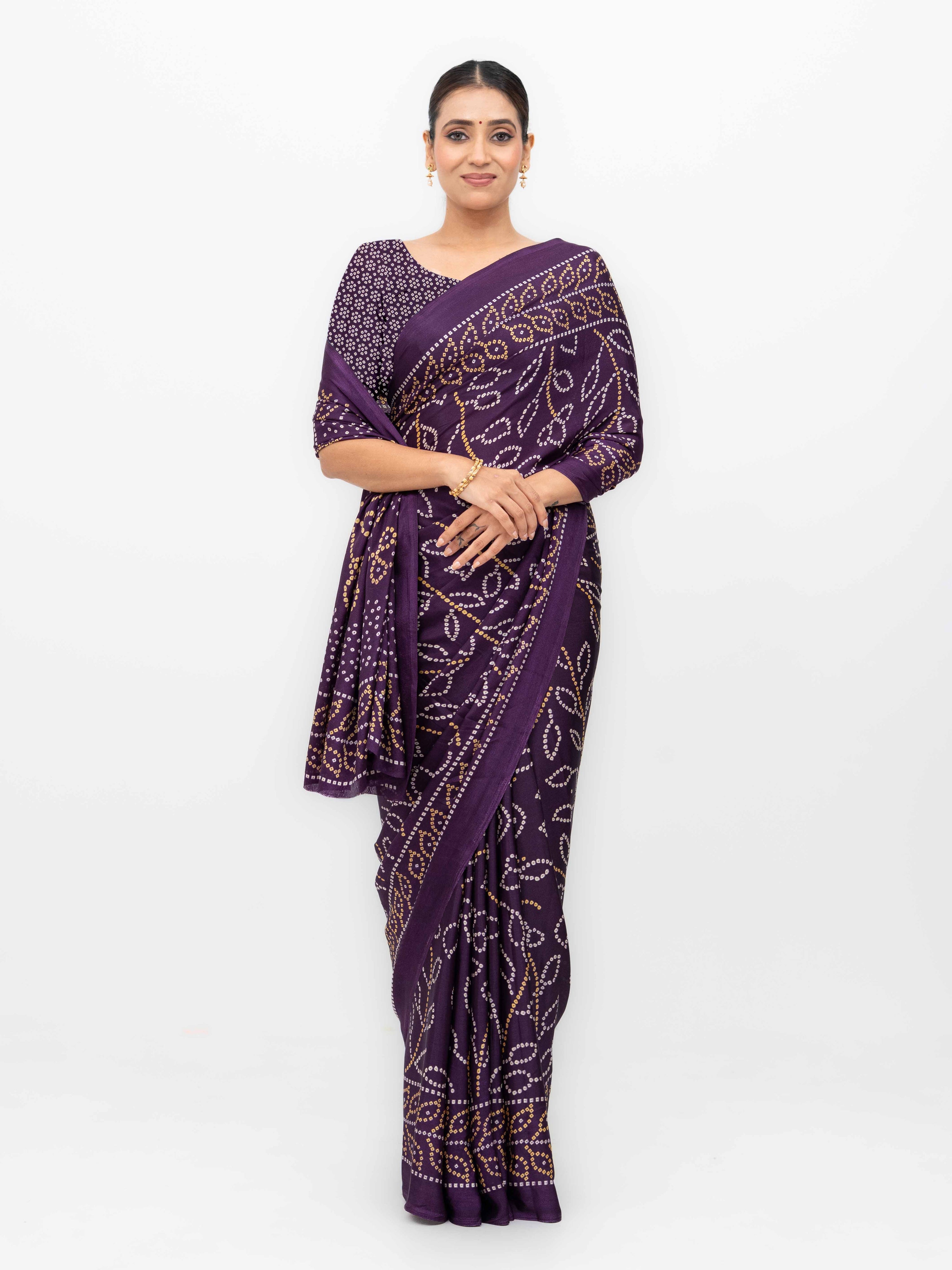 Dark Purple Art Silk Saree
