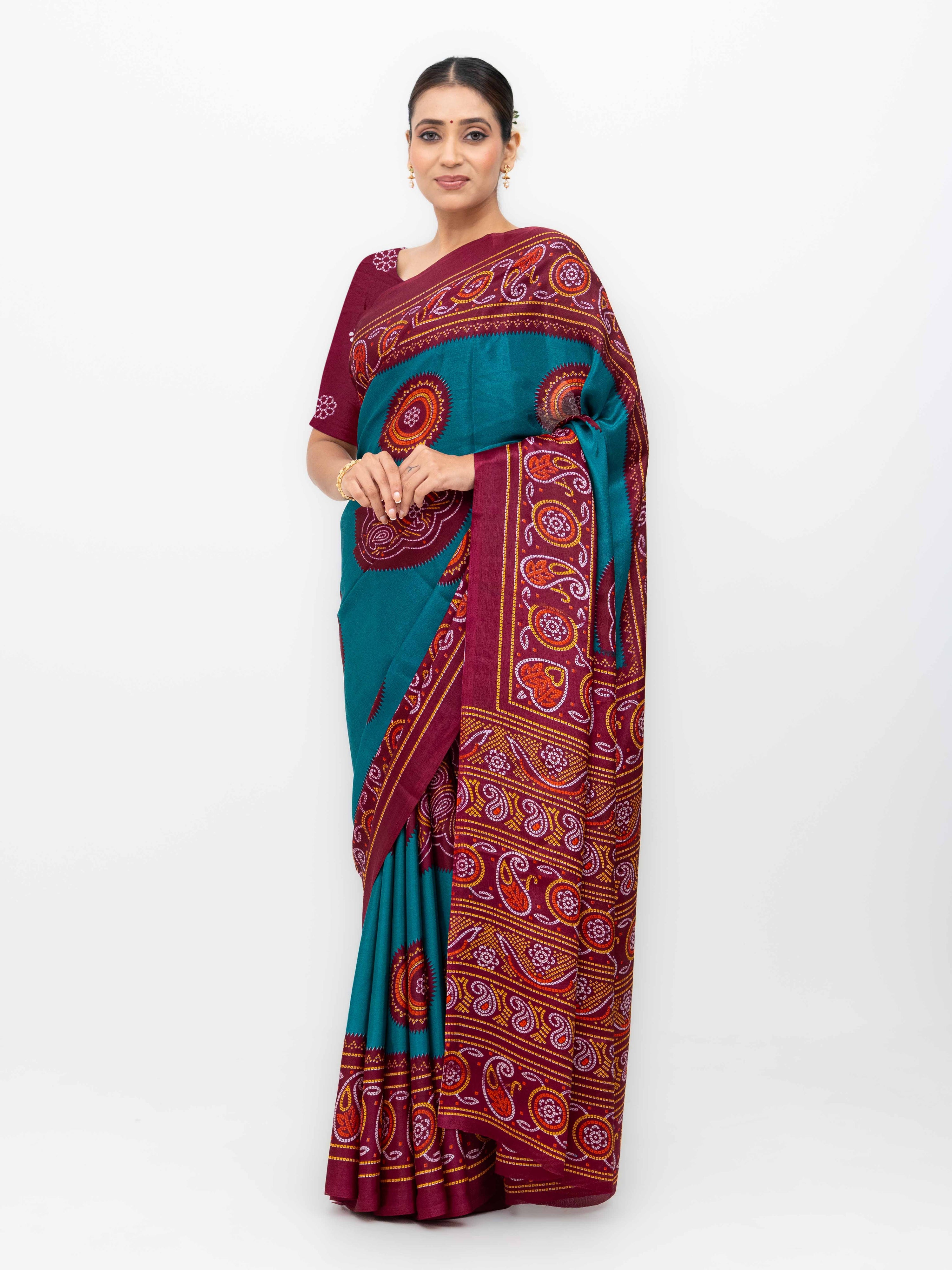 Teal Art Silk Saree
