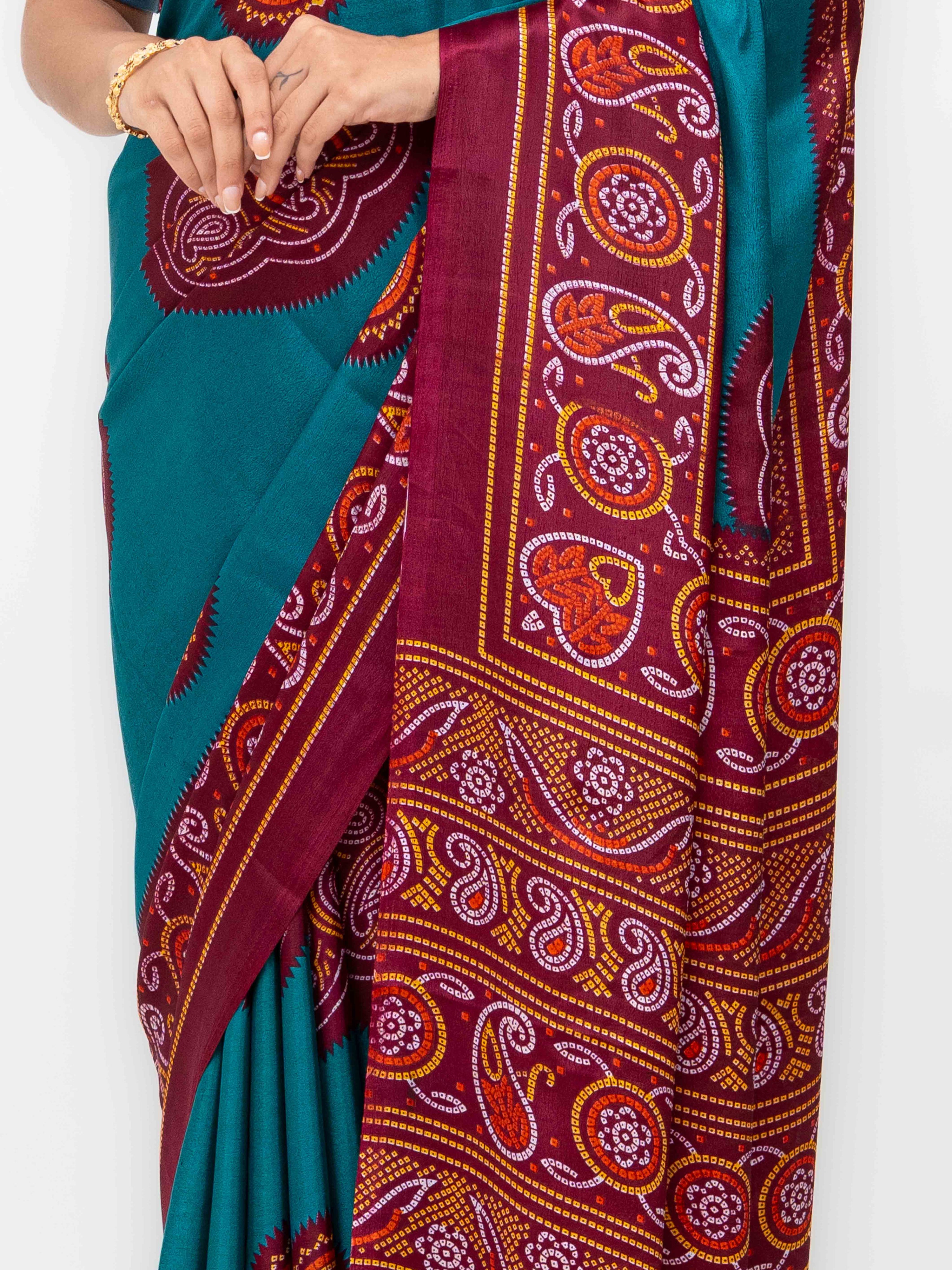 Teal Art Silk Saree