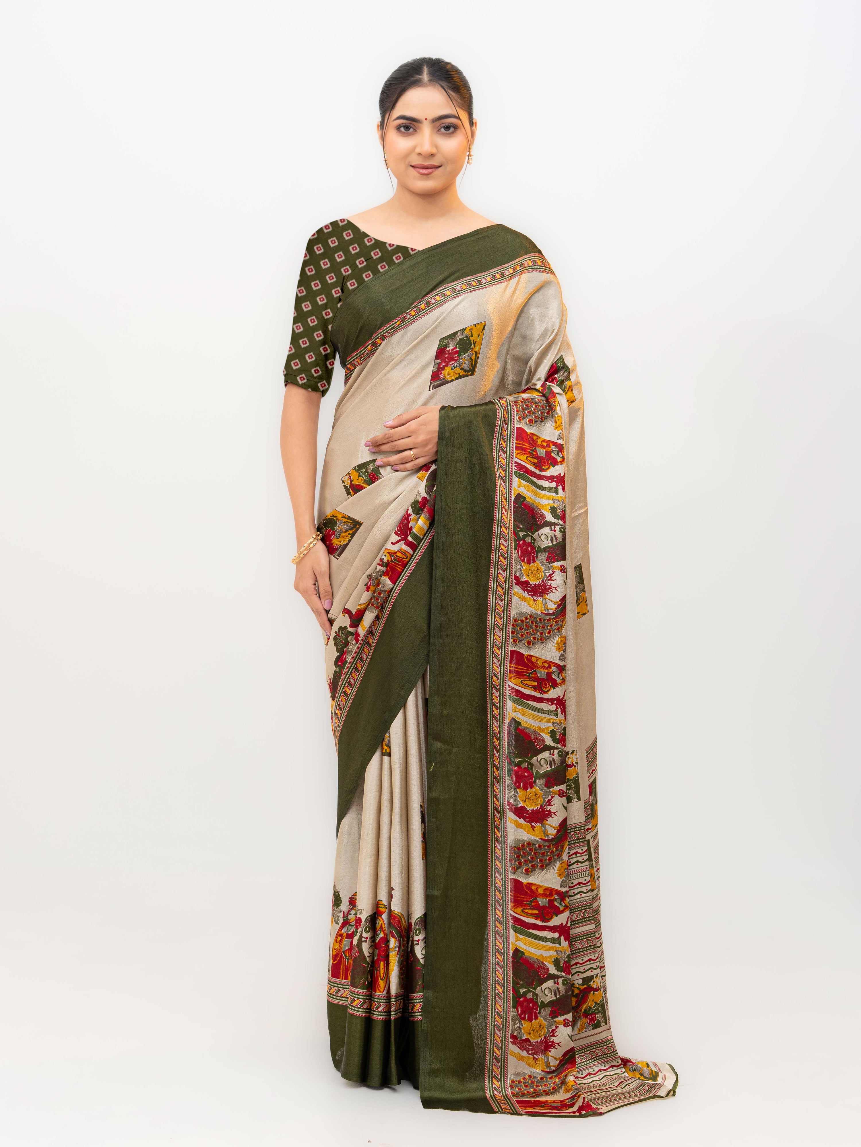 Olive Green Turkey Silk Saree