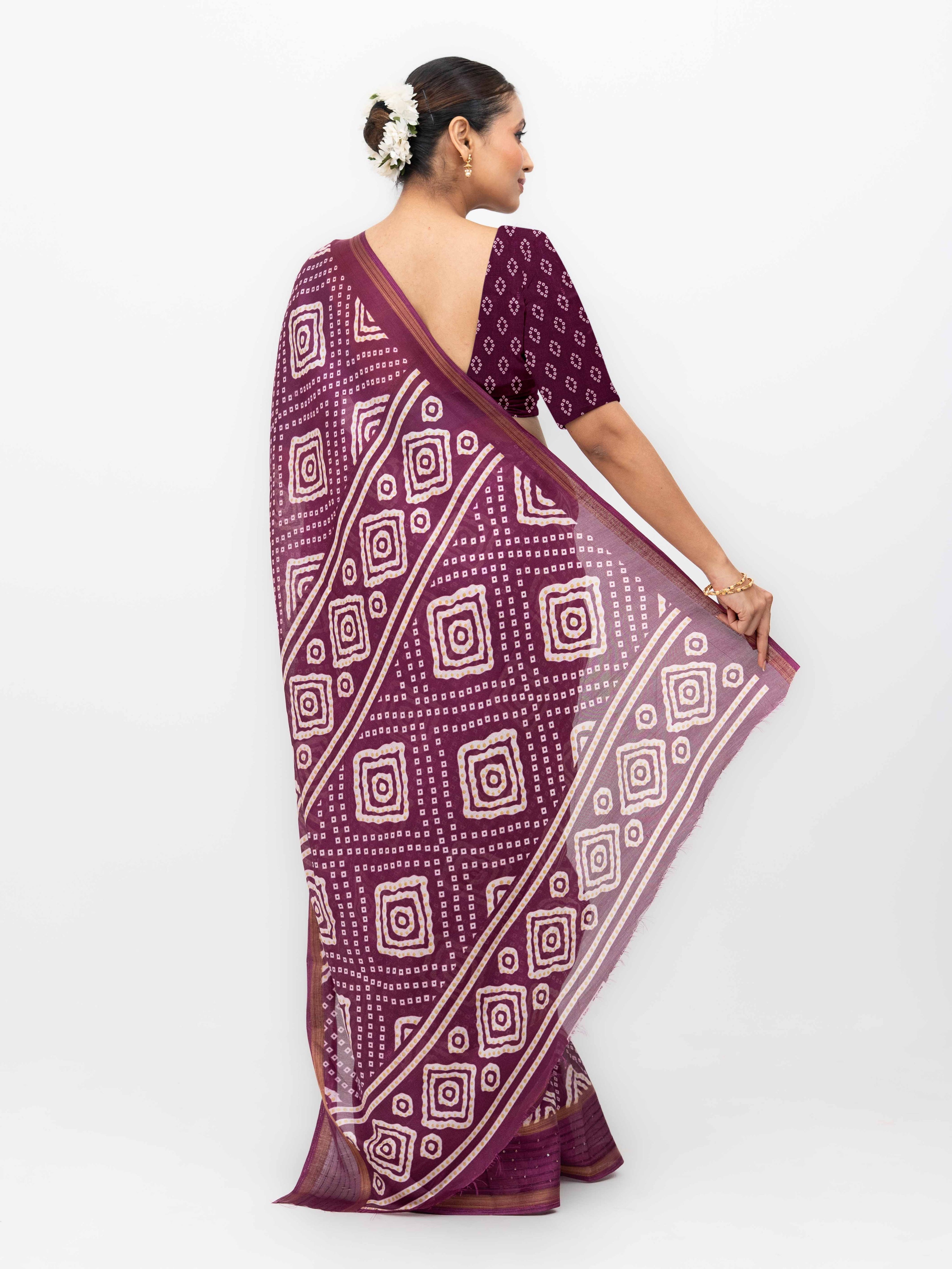Dark Purple Viscose Bandhani Saree