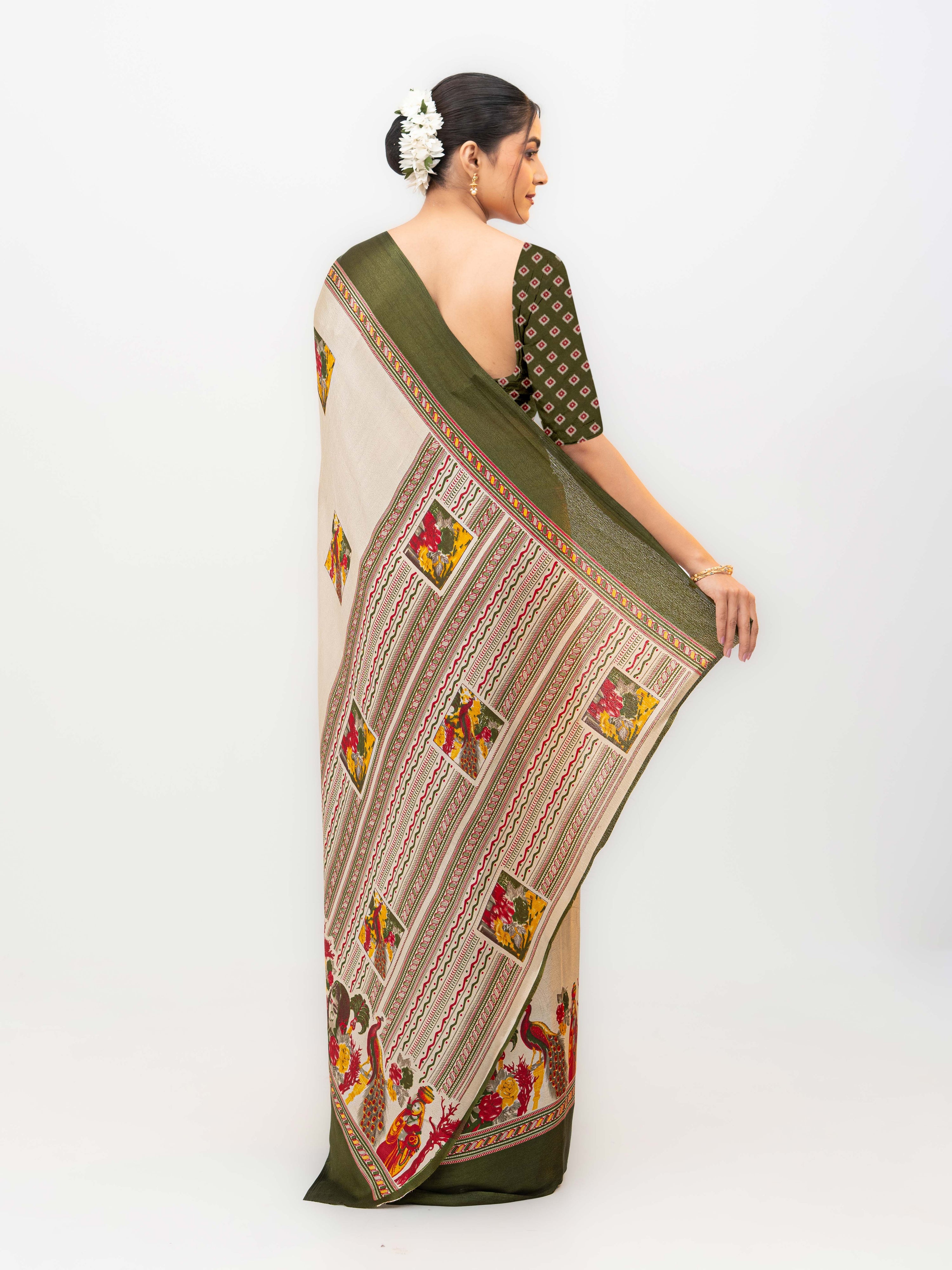 Olive Green Turkey Silk Saree