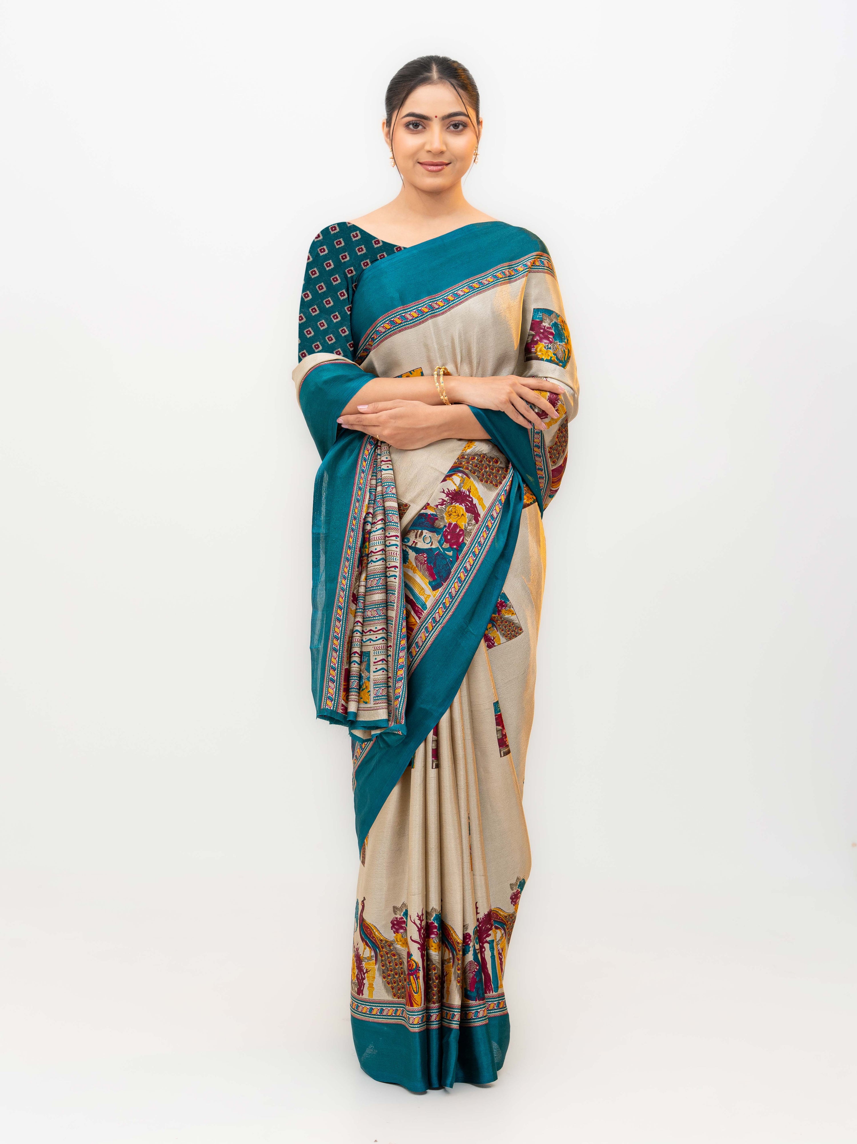Teal Blue Turkey Silk Saree