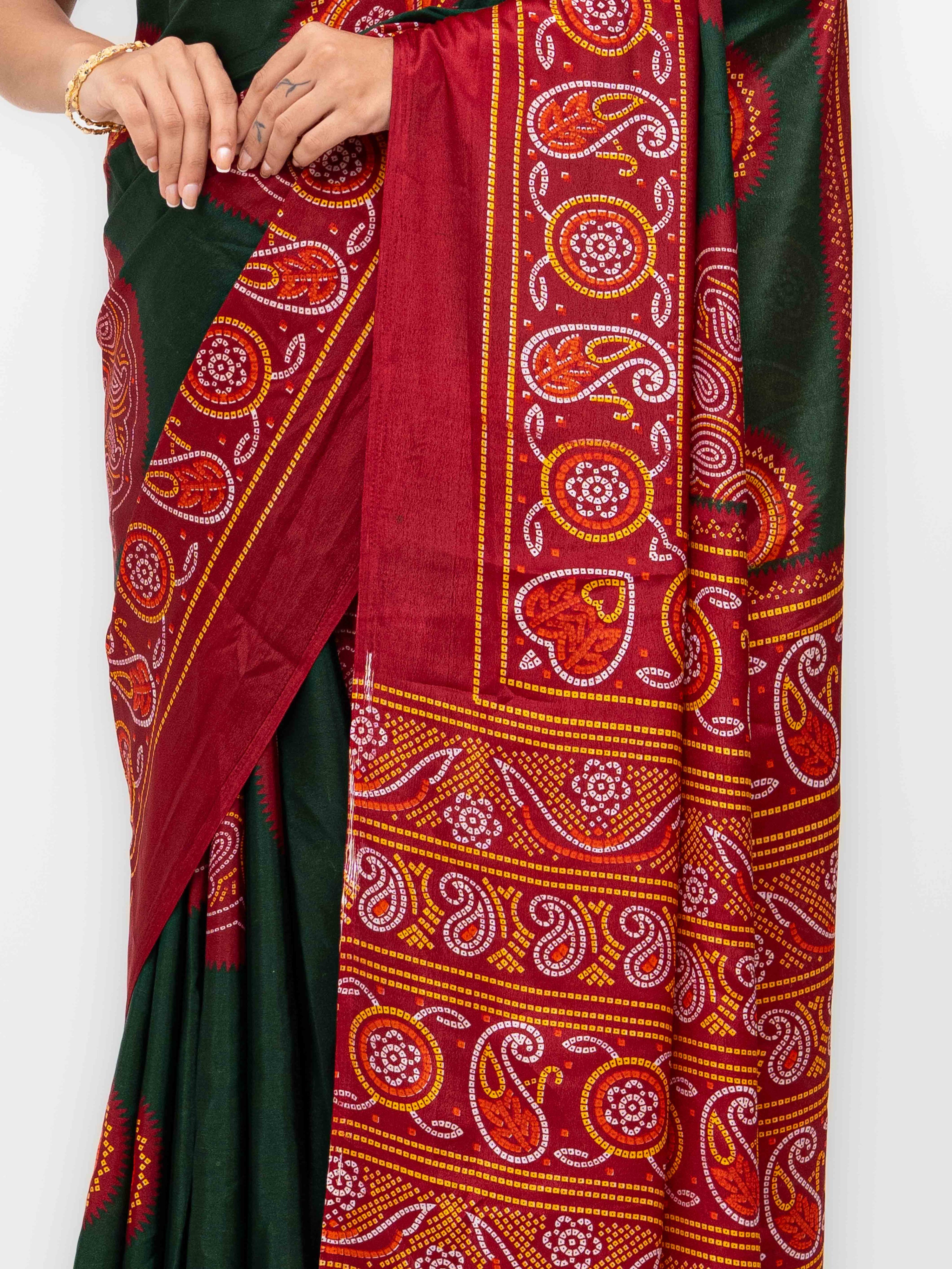 Bottle Green Art Silk Saree