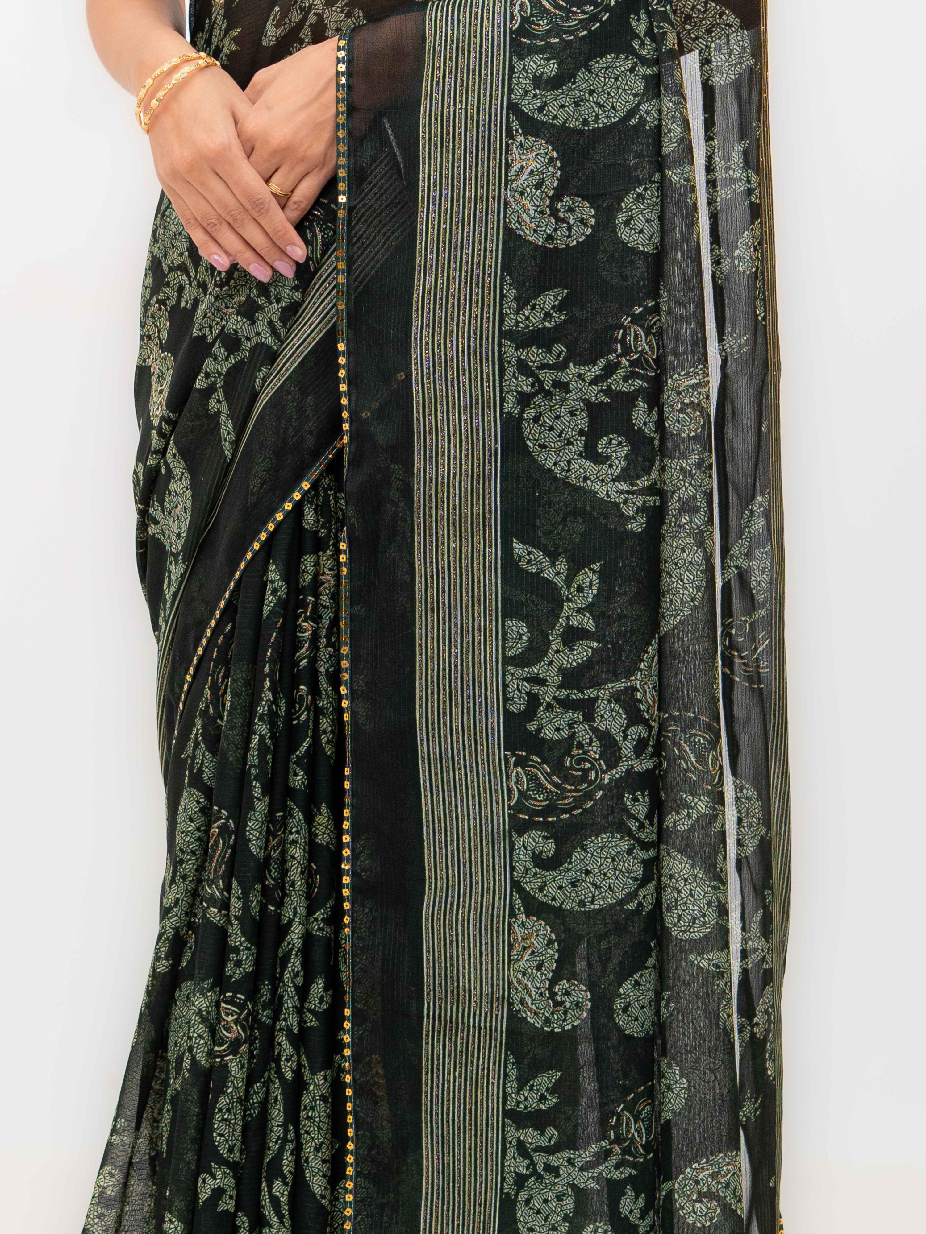 Dark Green Georgette Saree