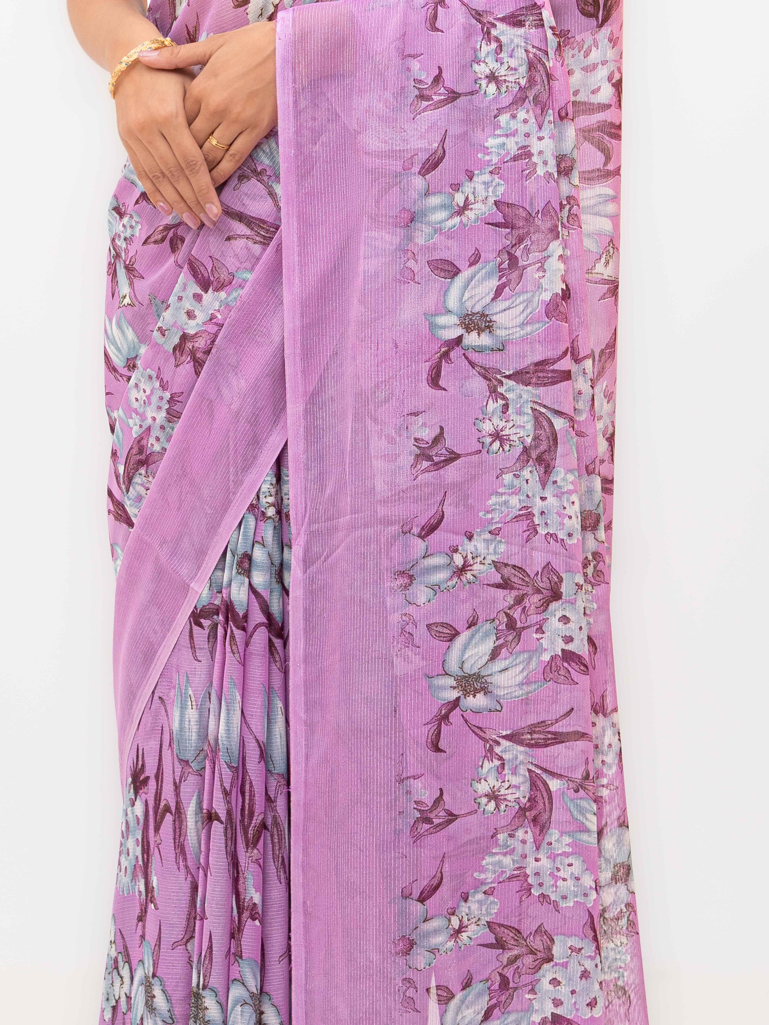 Light Purple Chiffon Georgette Saree