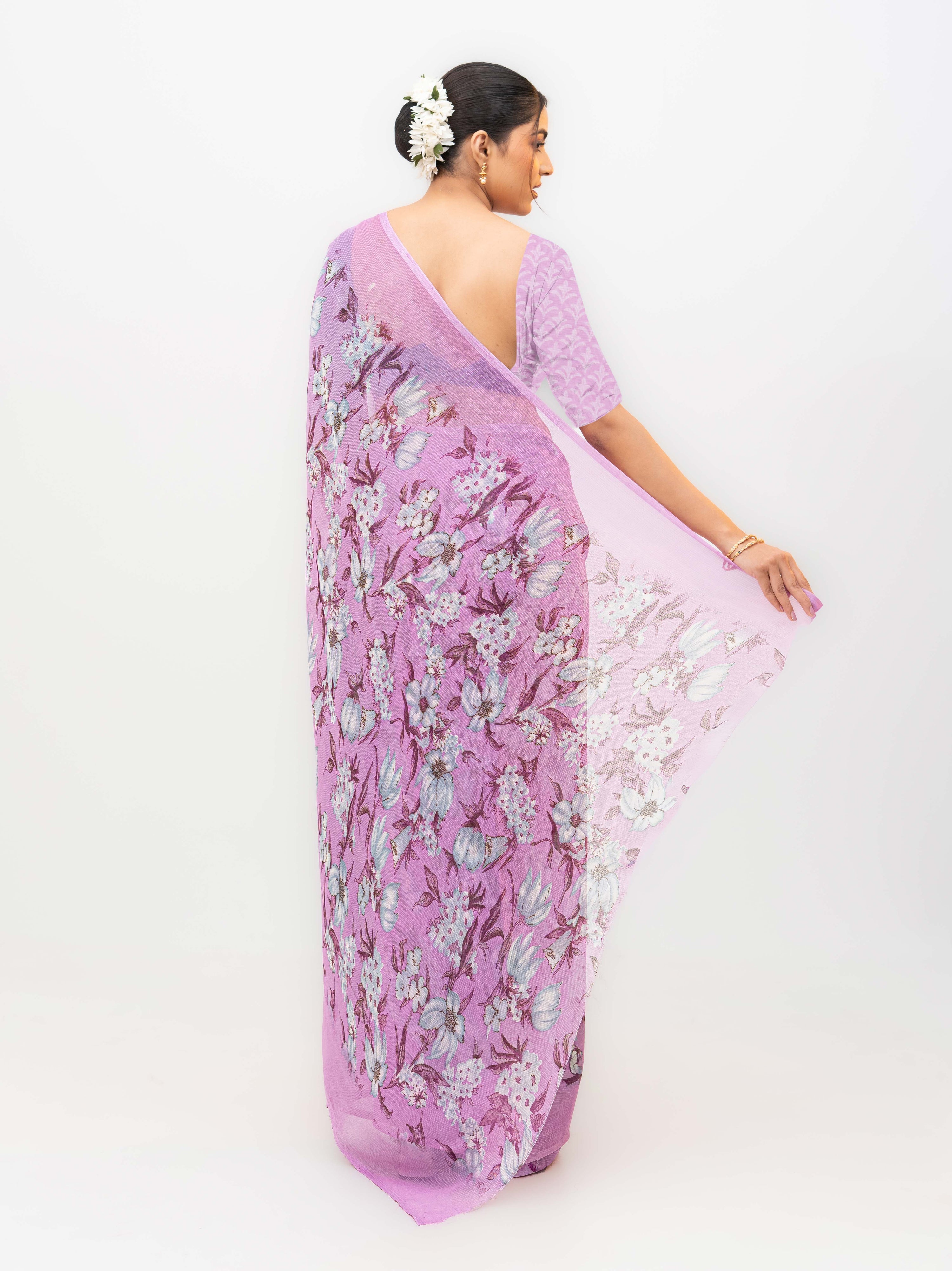 Light Purple Chiffon Georgette Saree