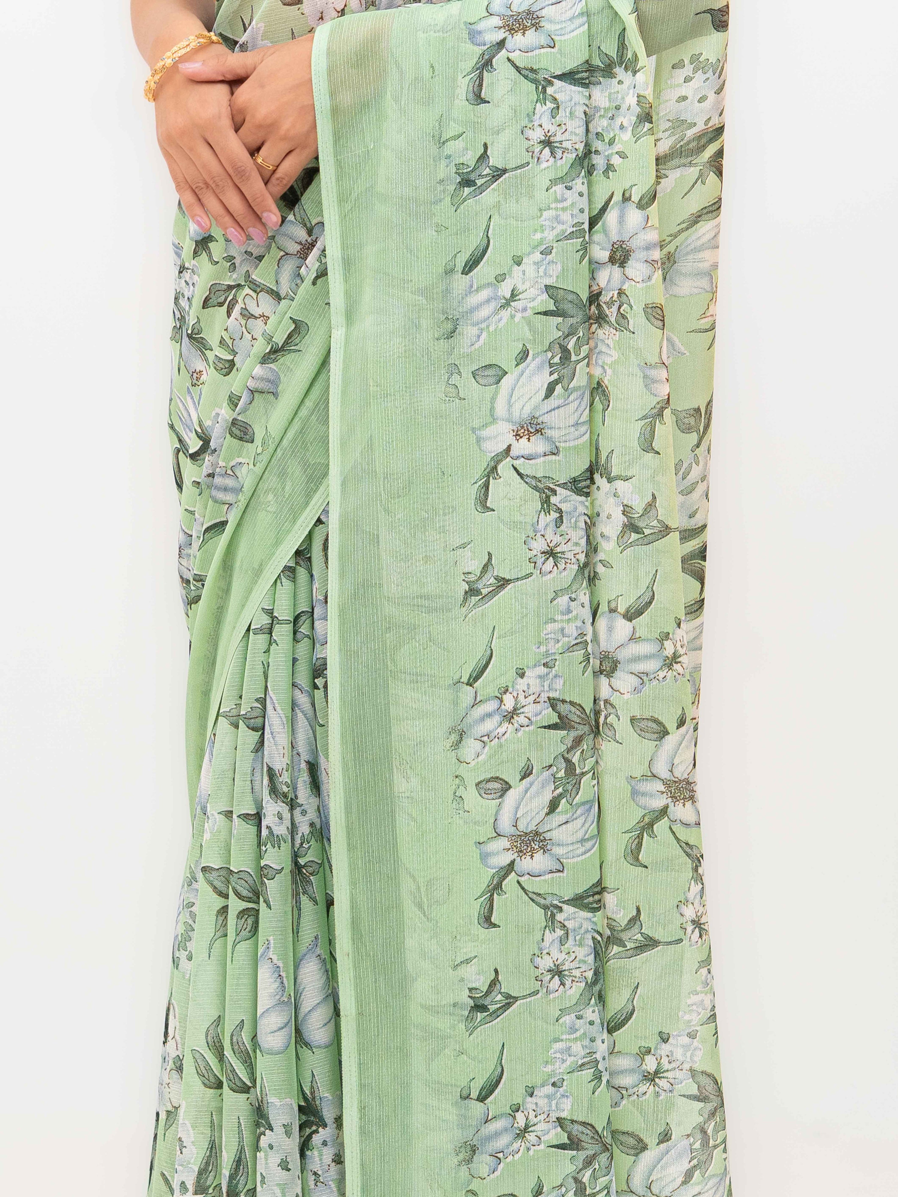 Mint Green Chiffon Georgette Saree