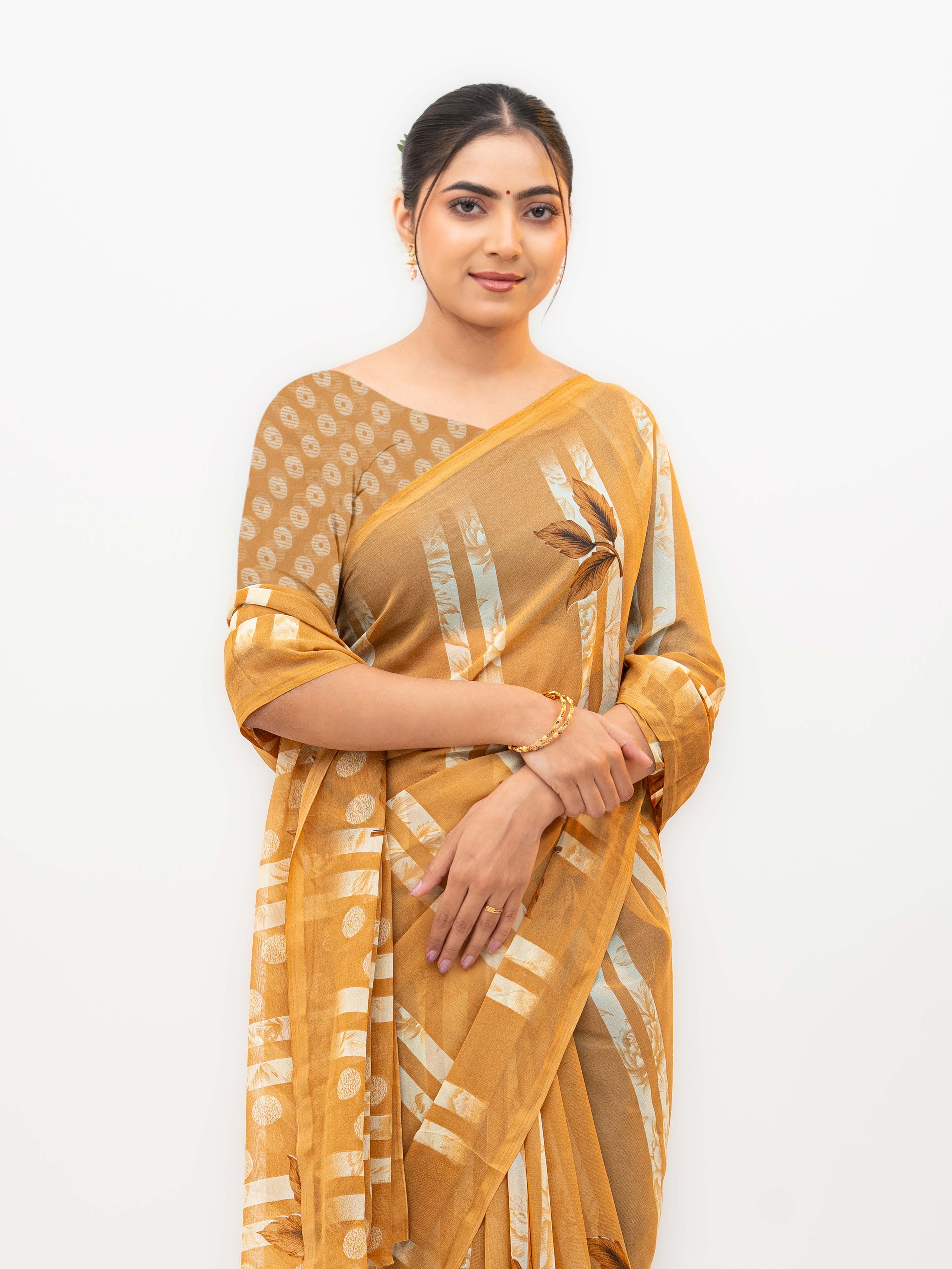 Mustard Soft Georgette Saree