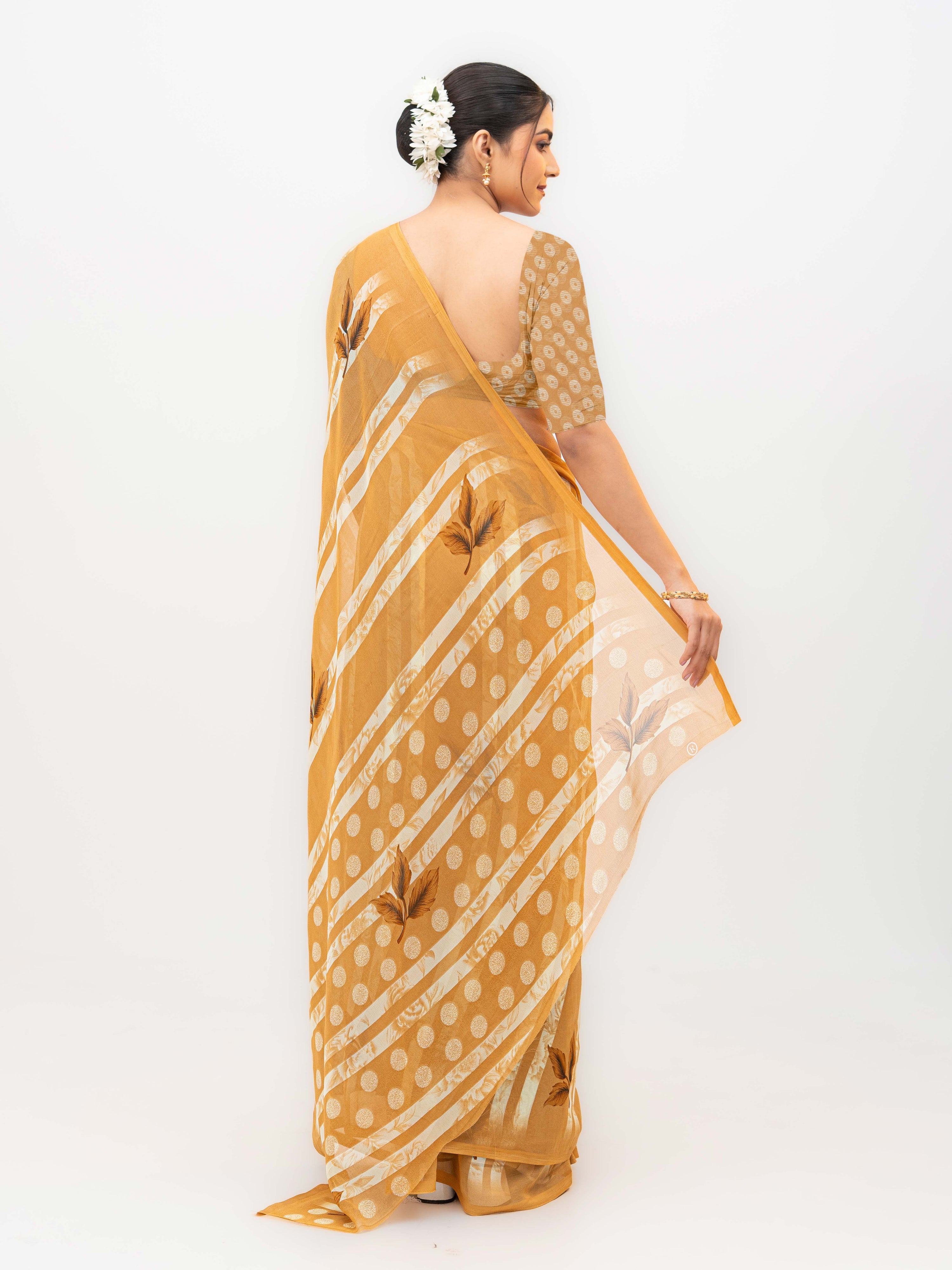Mustard Soft Georgette Saree