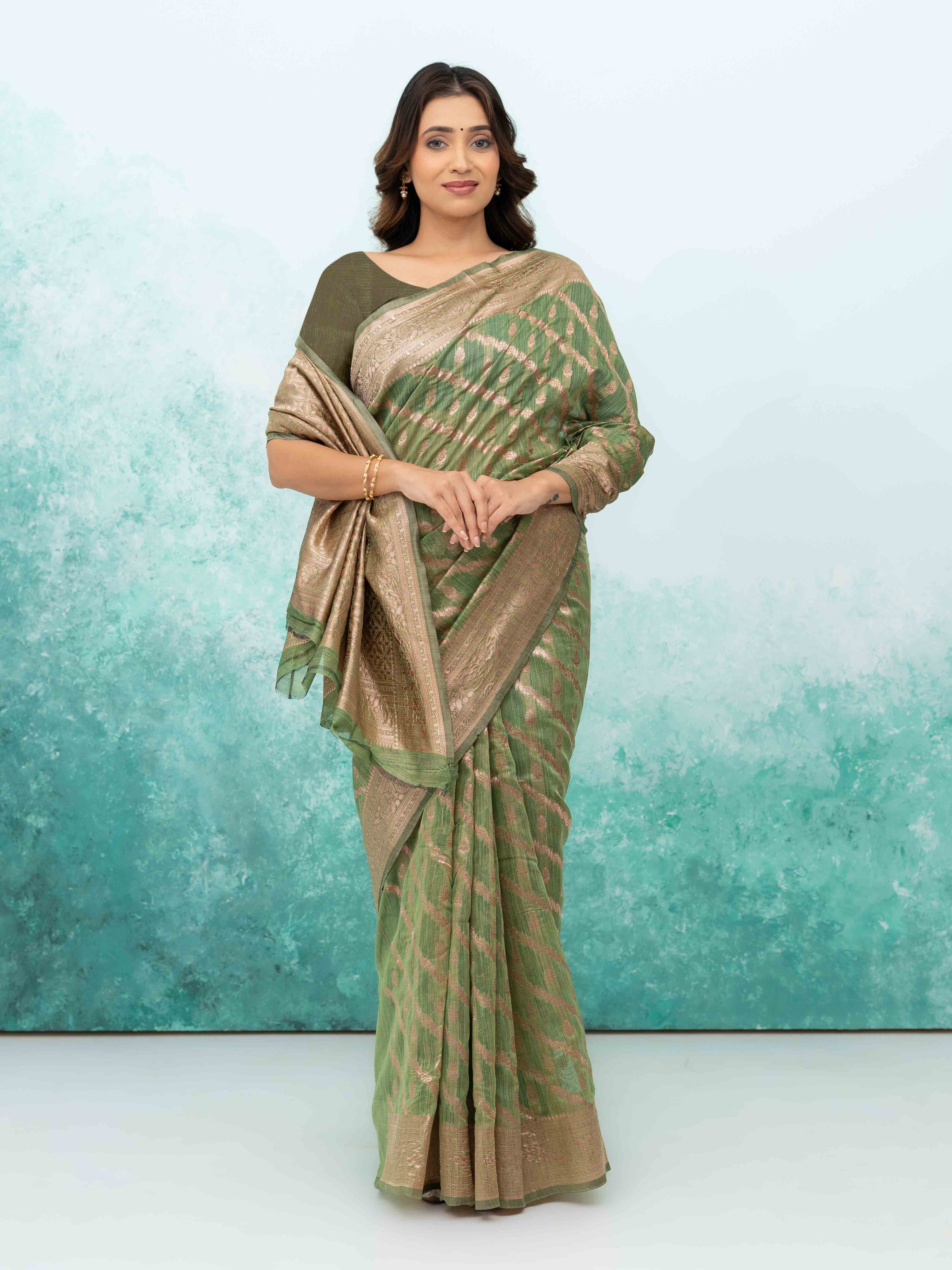 Green poly Cotton Saree