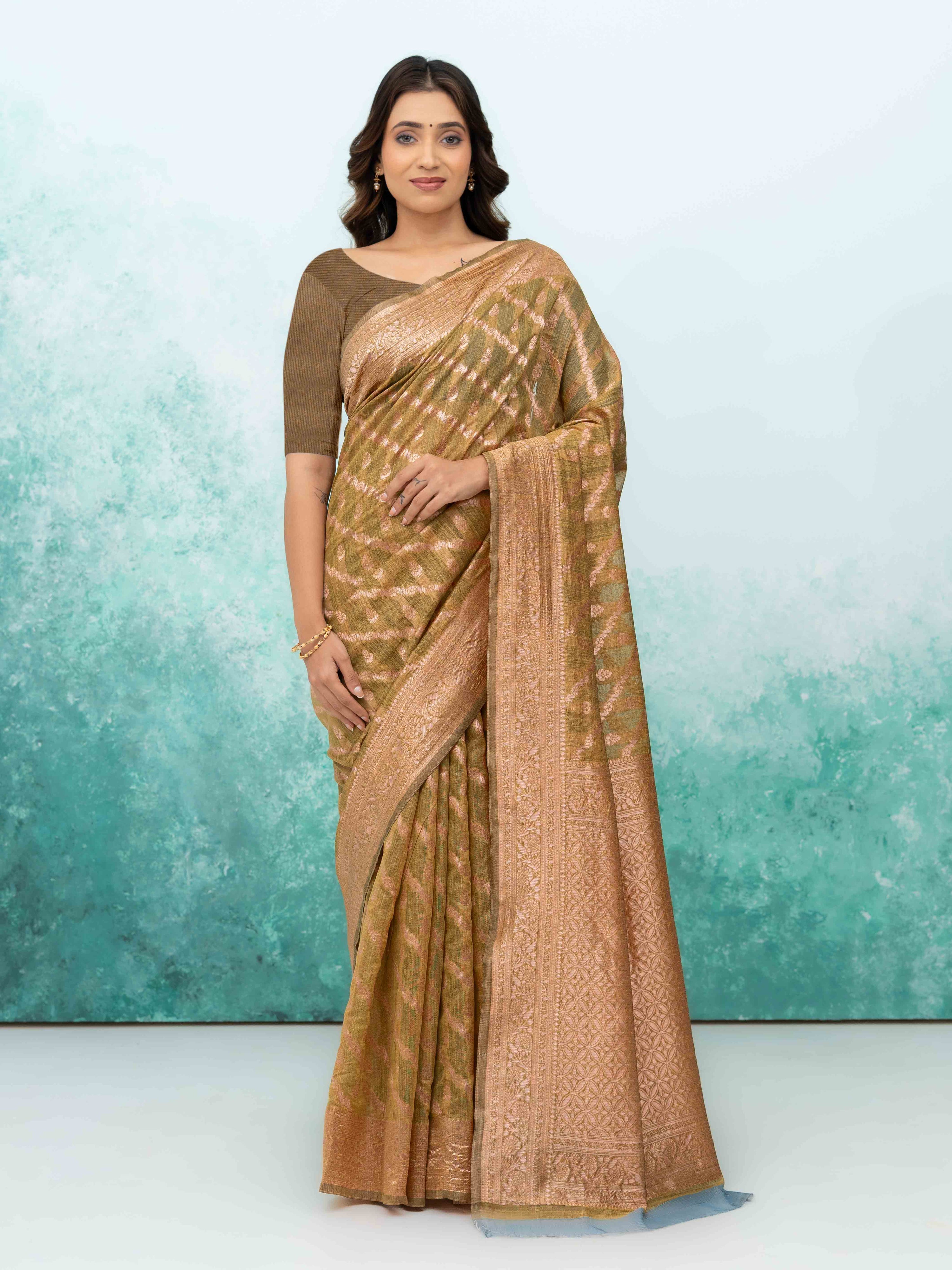 Mustard Gold poly Cotton Saree