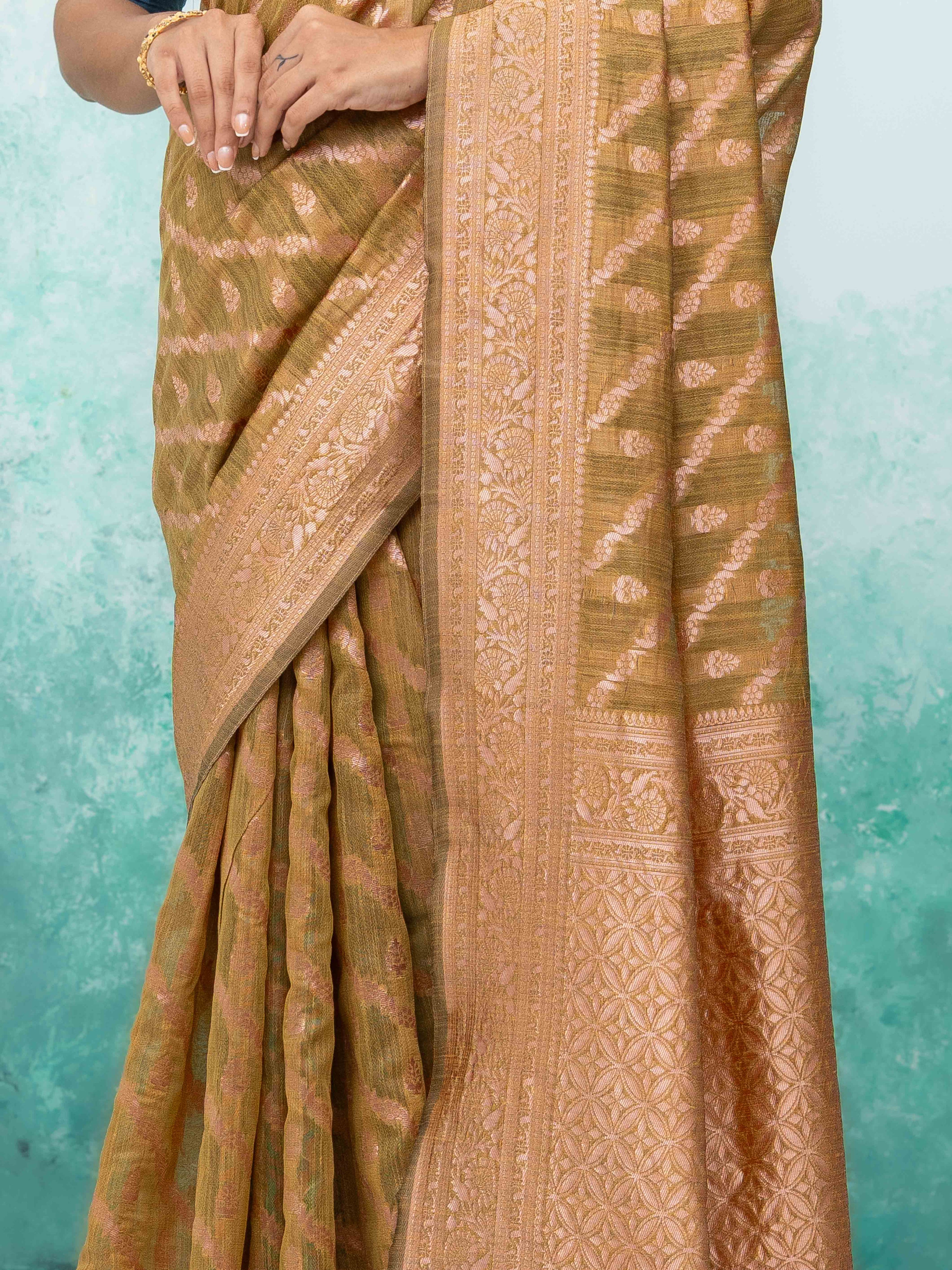 Mustard Gold poly Cotton Saree