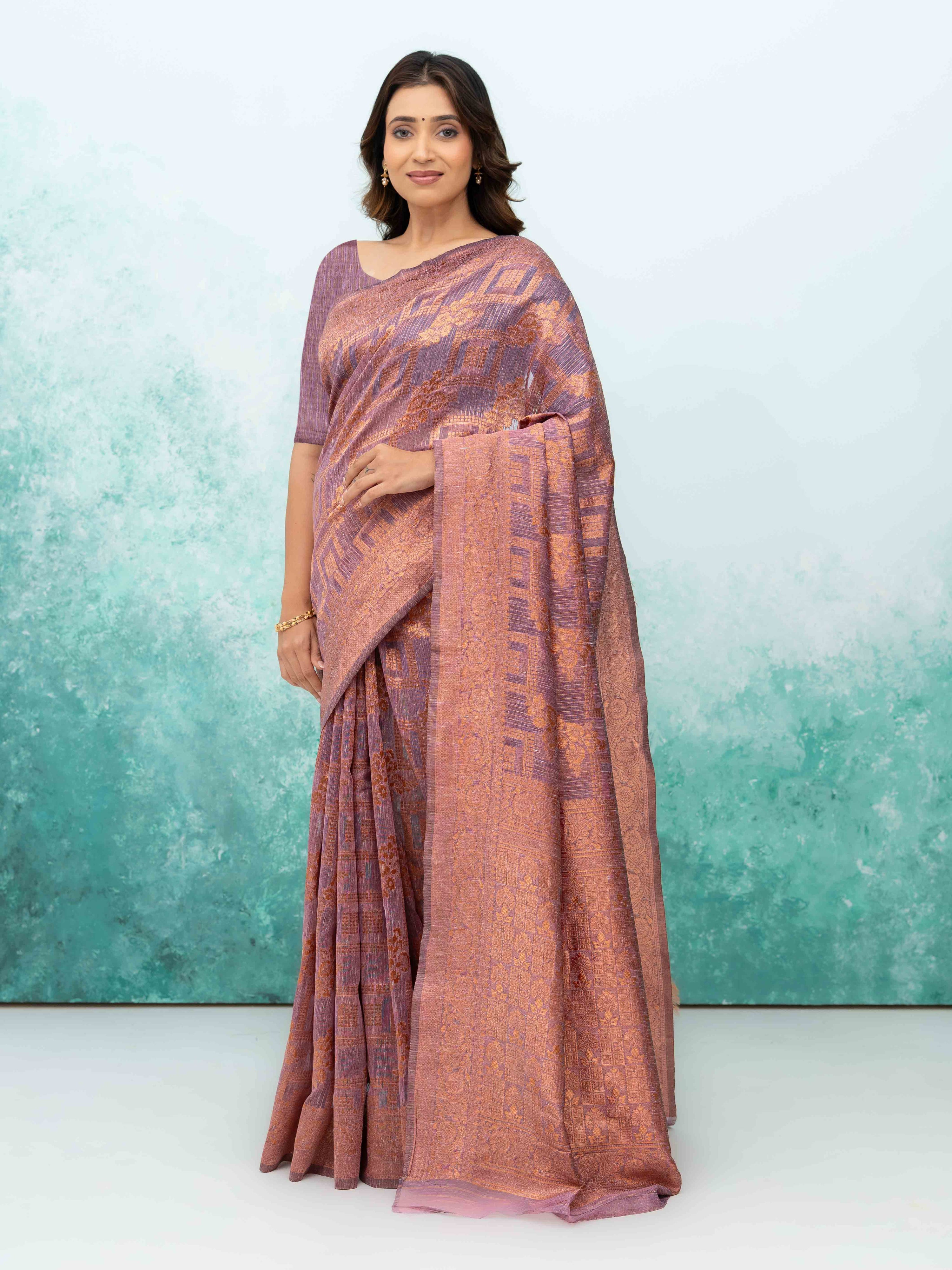 Purple Poly Cotton Saree