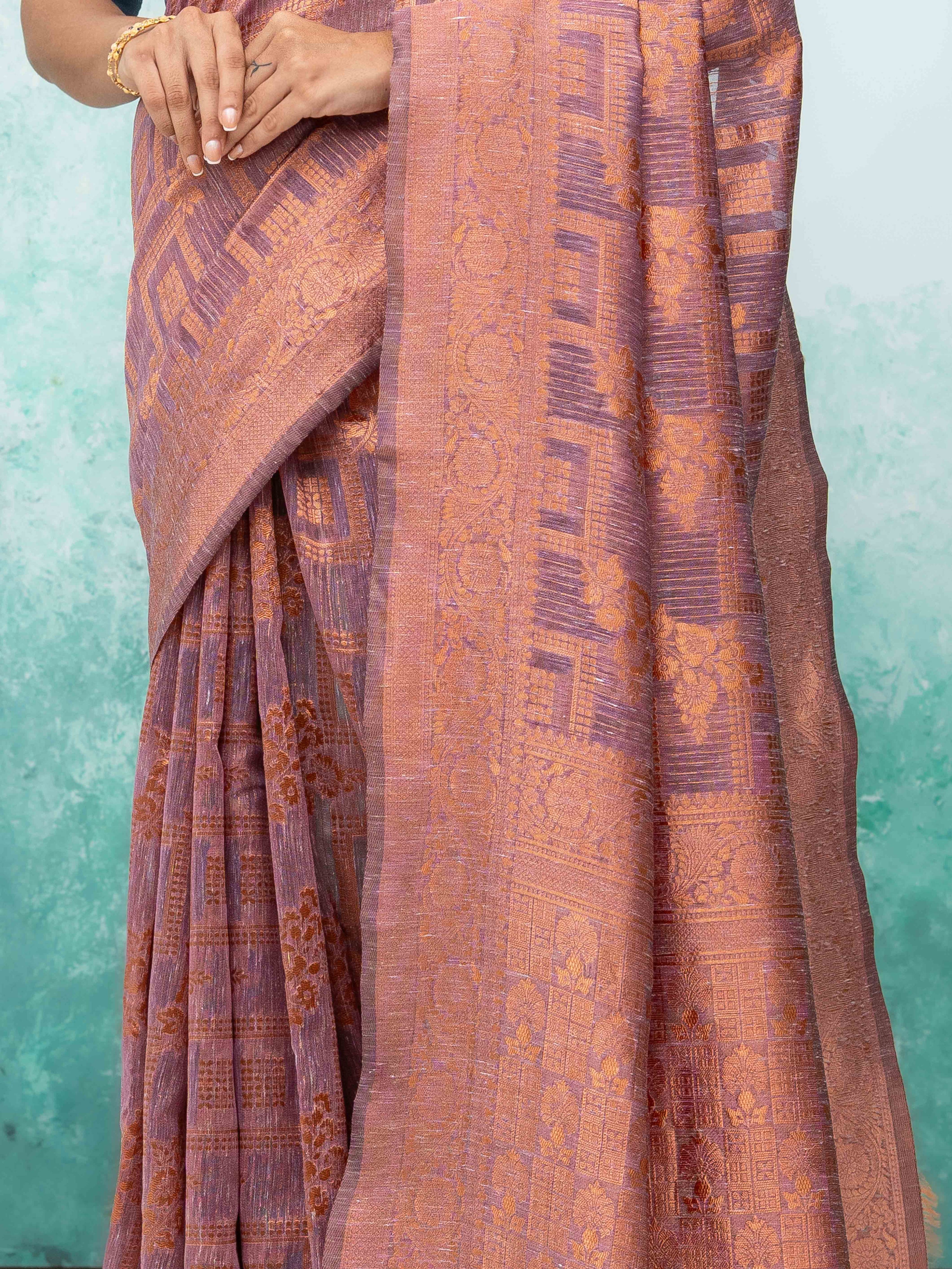 Purple Poly Cotton Saree