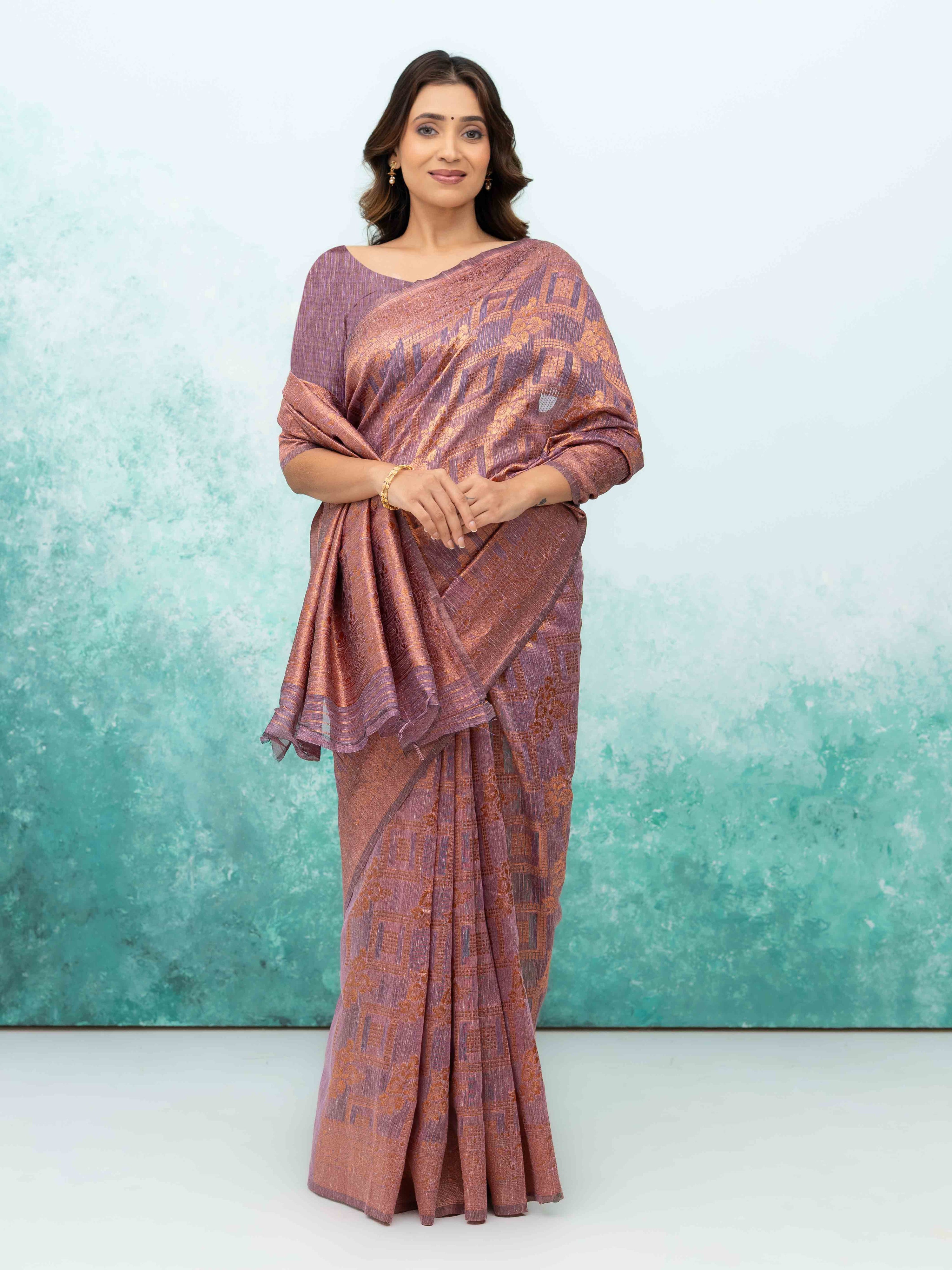 Purple Poly Cotton Saree