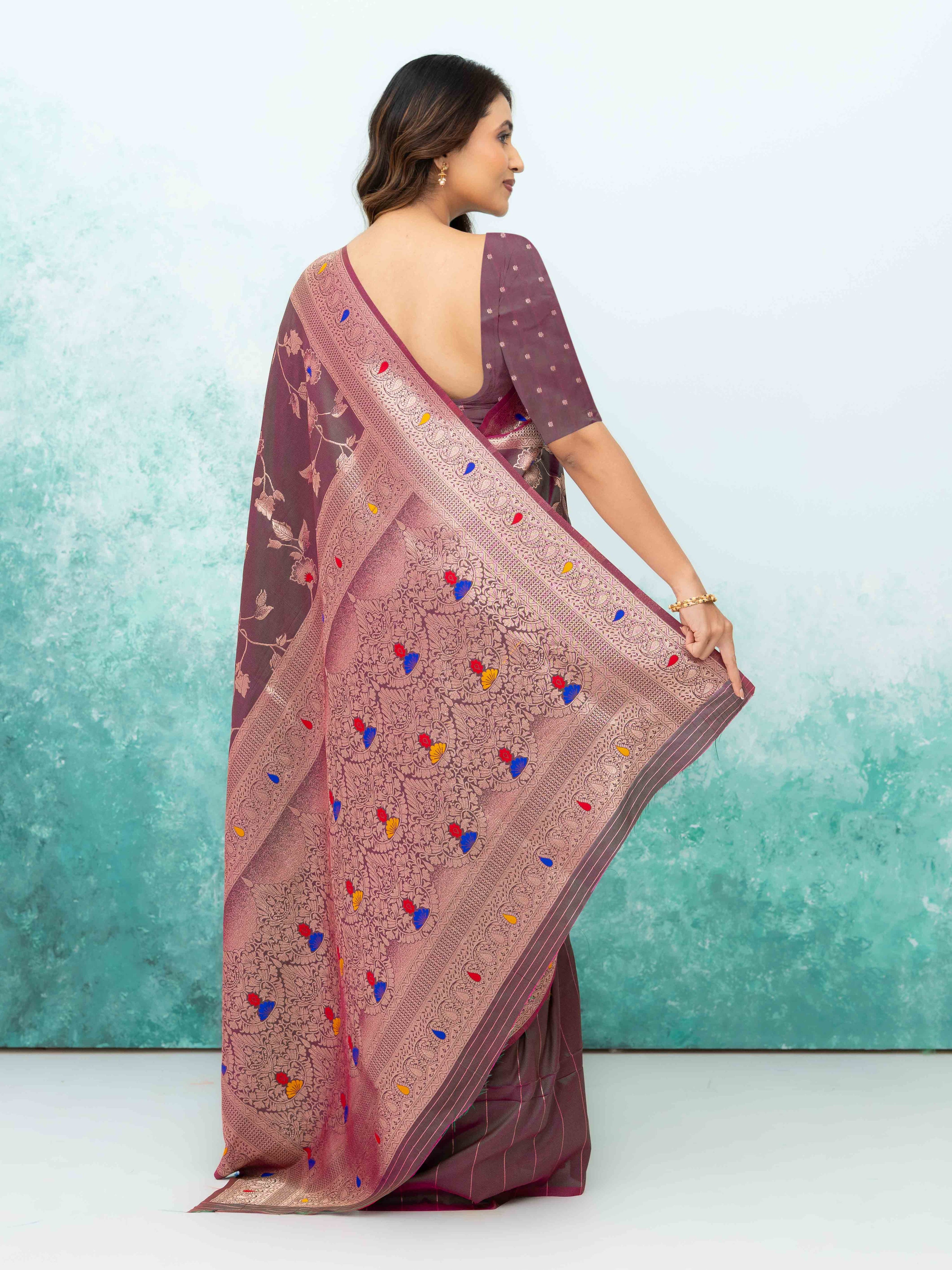 Rose Purple Banarasi Silk Saree