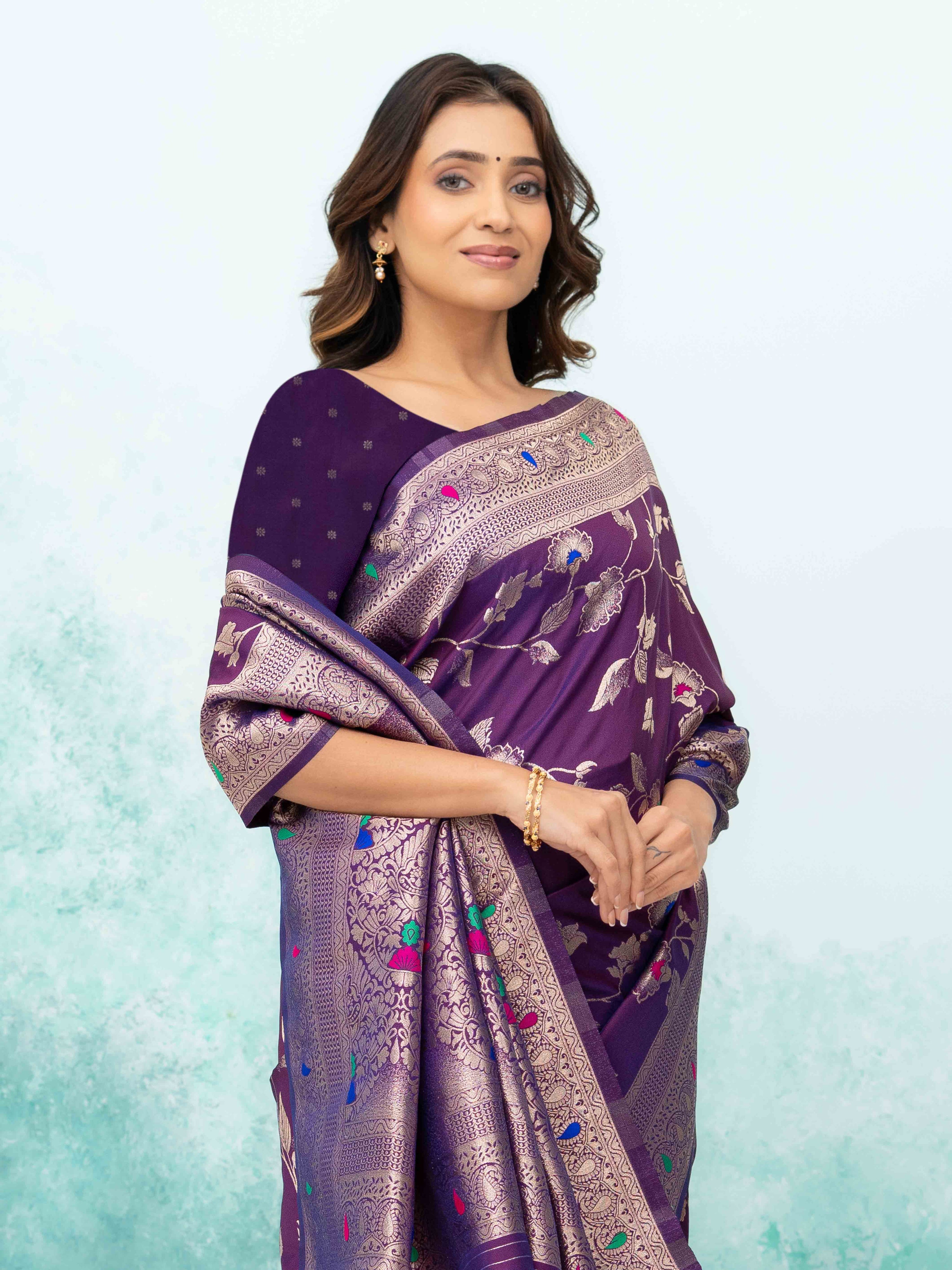 Purple Banarasi Silk Saree