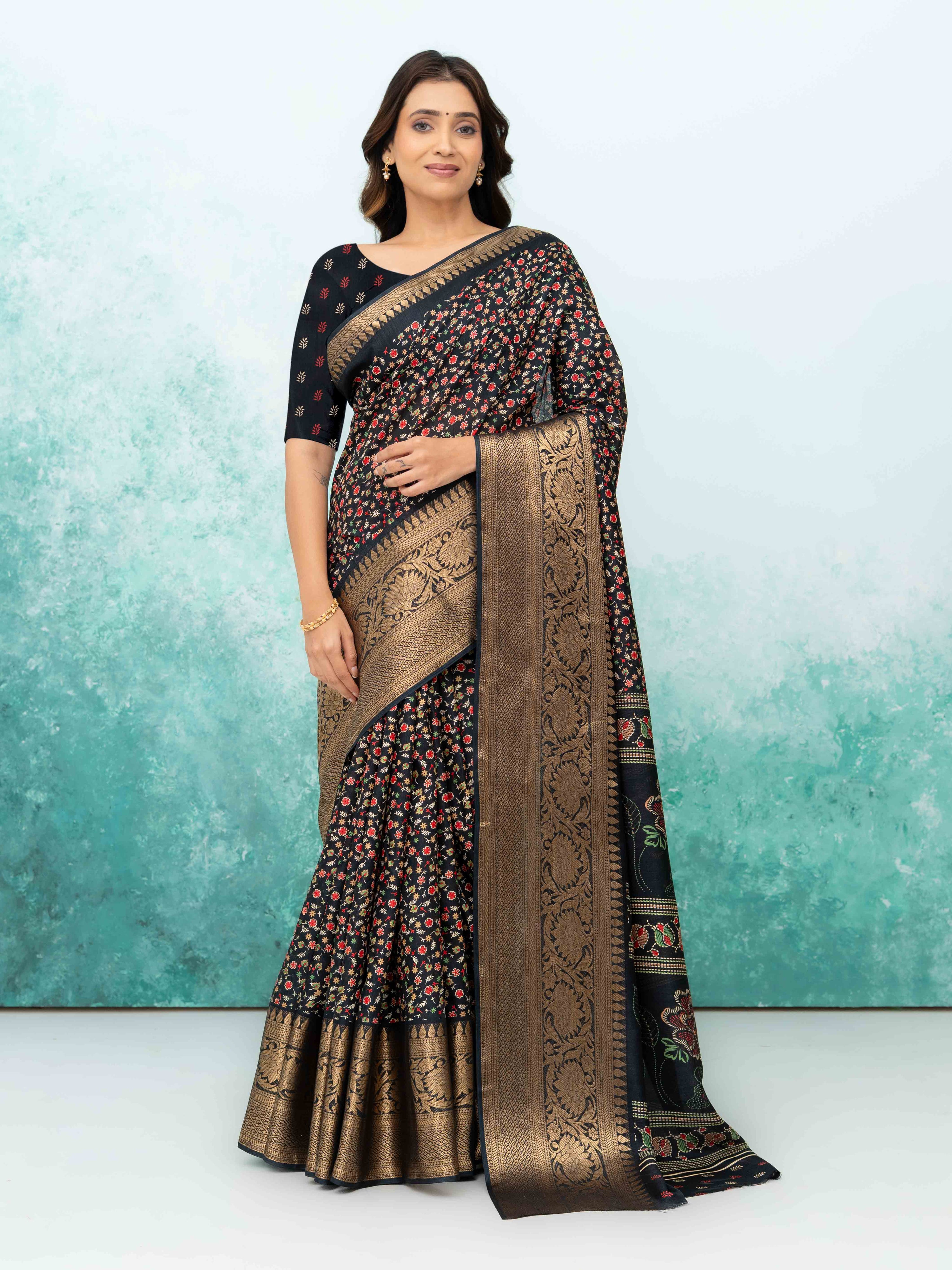 Black Crepe Saree