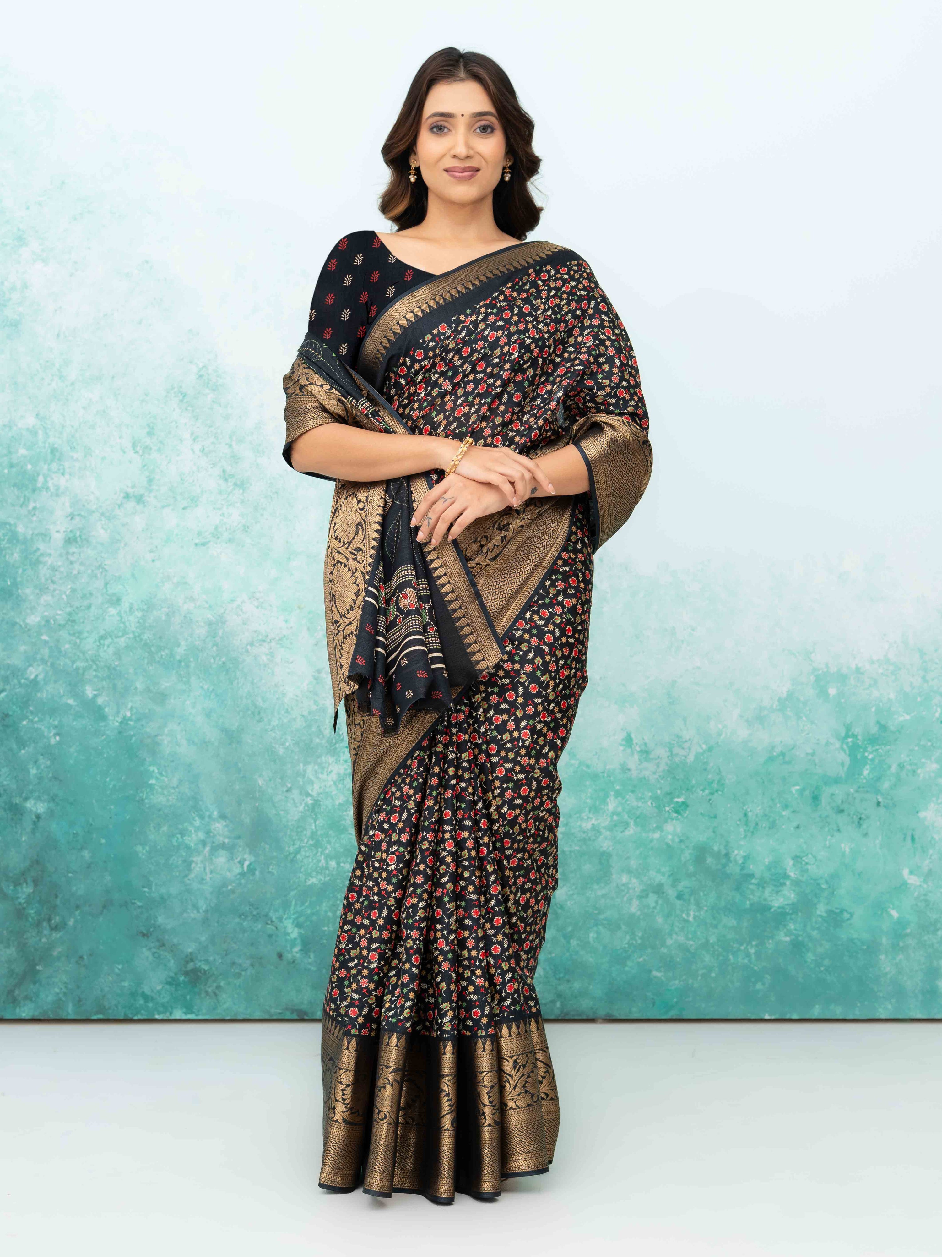 Black Crepe Saree