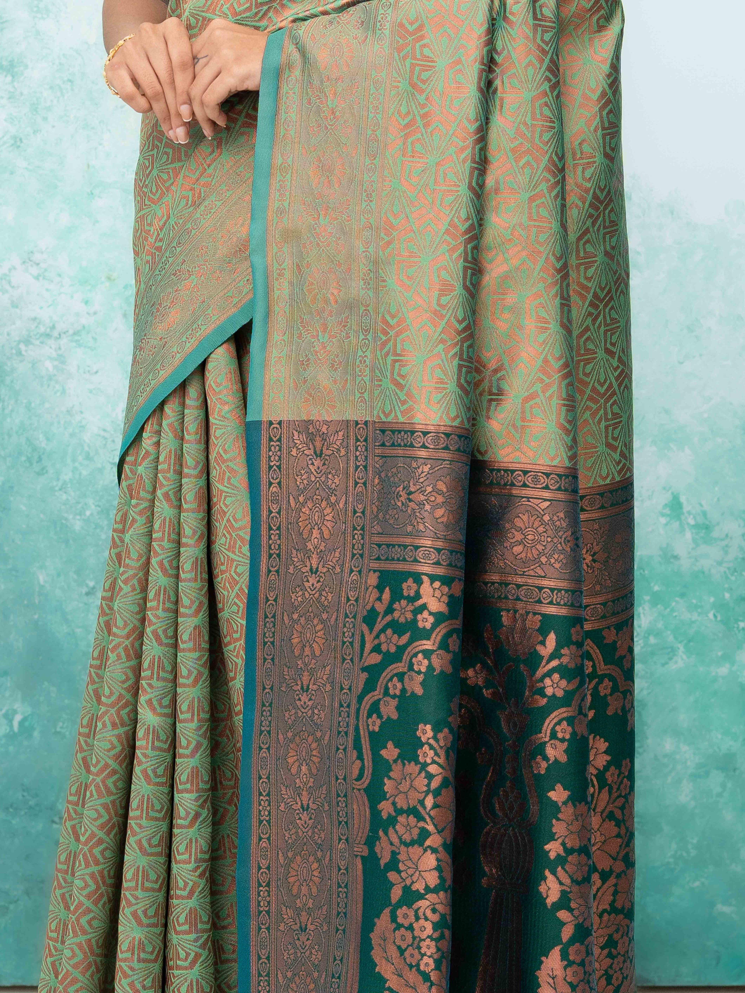 Pista & Green Poly Silk Saree