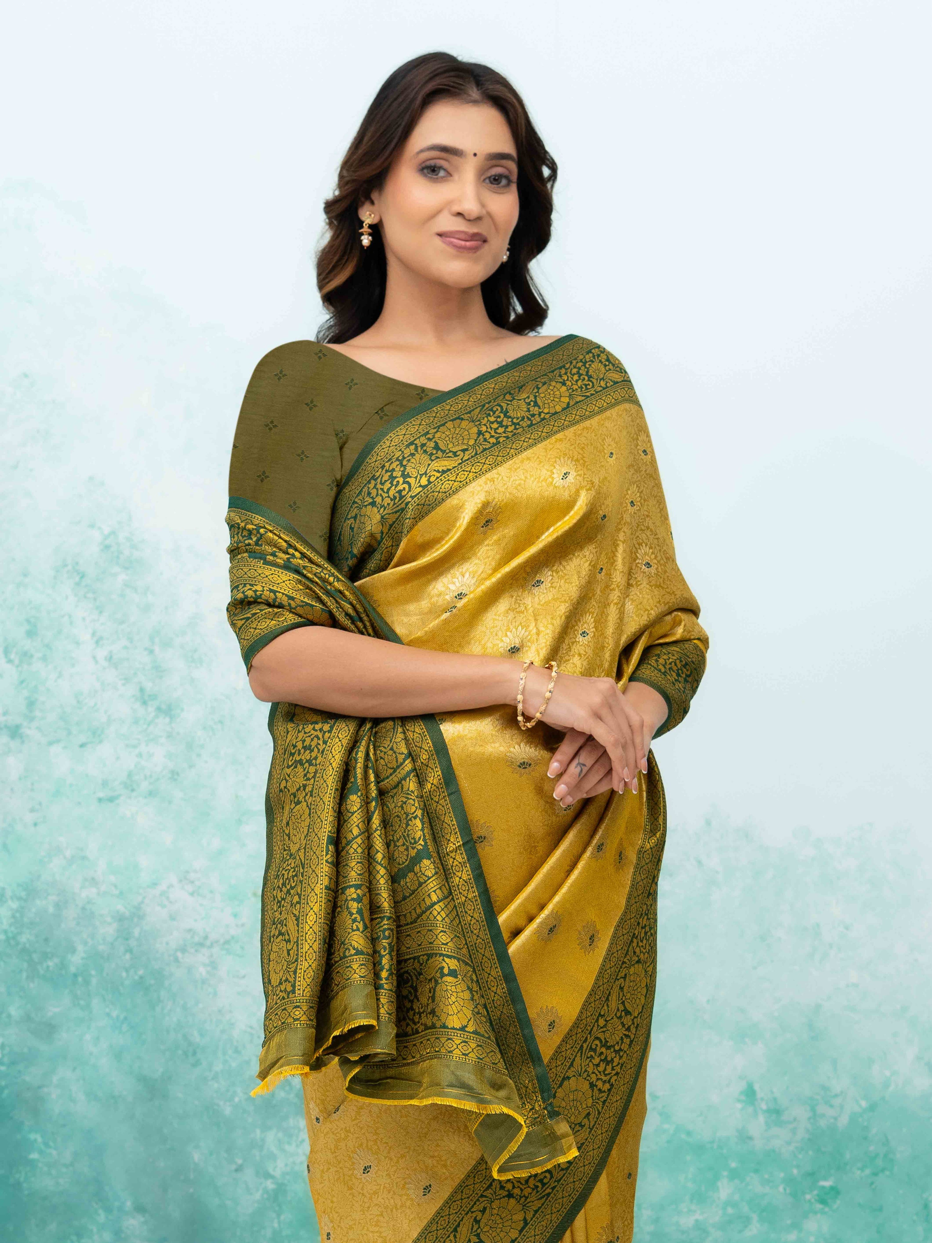 Yellow & Green Kanchivaram Saree