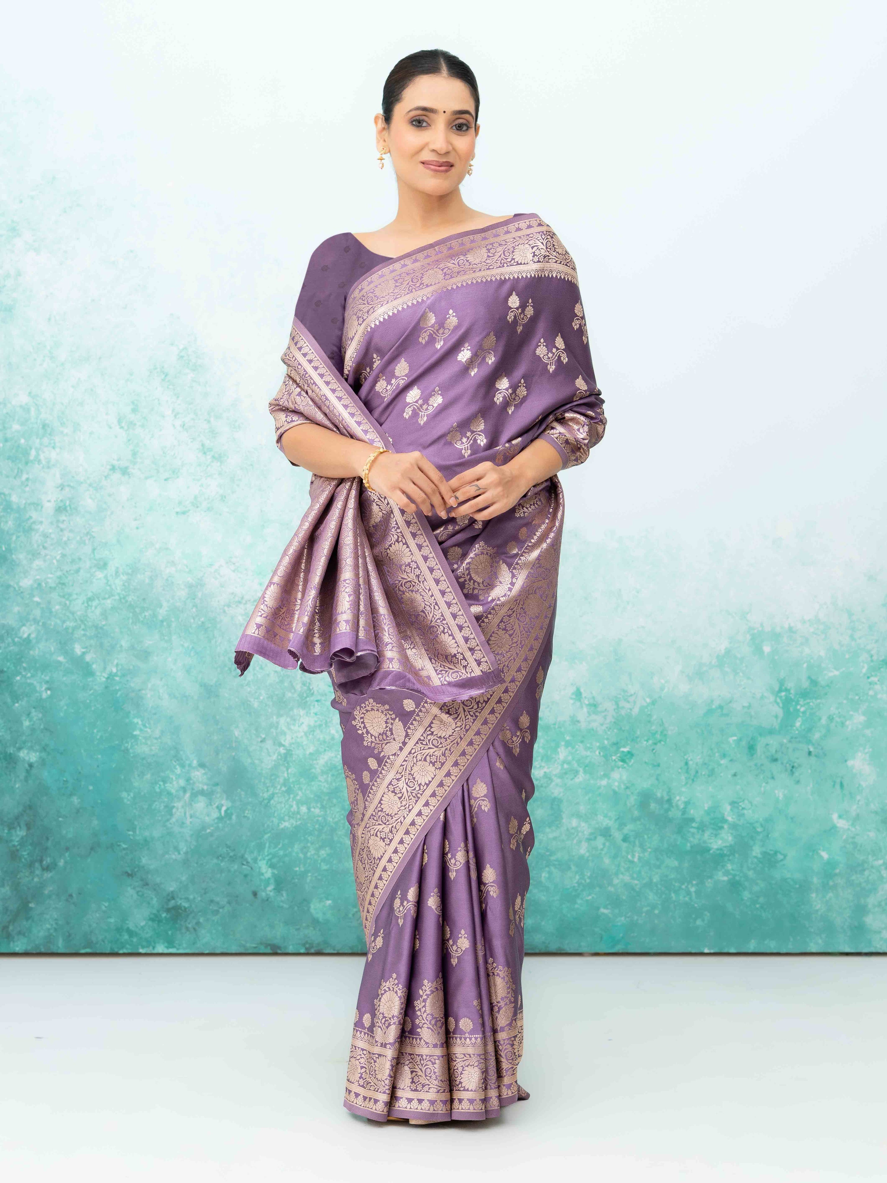Purple Banarasi Silk Saree