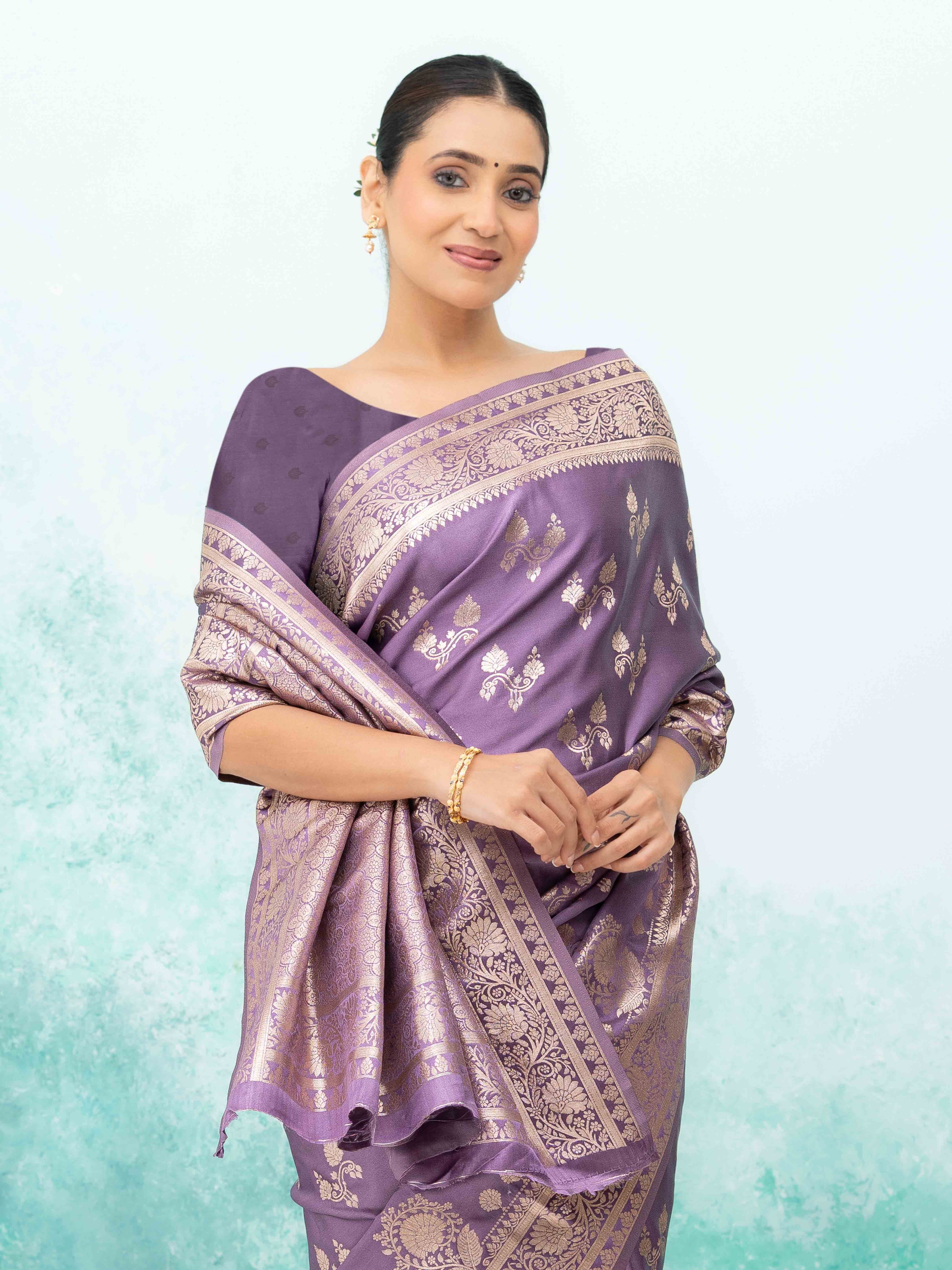 Purple Banarasi Silk Saree