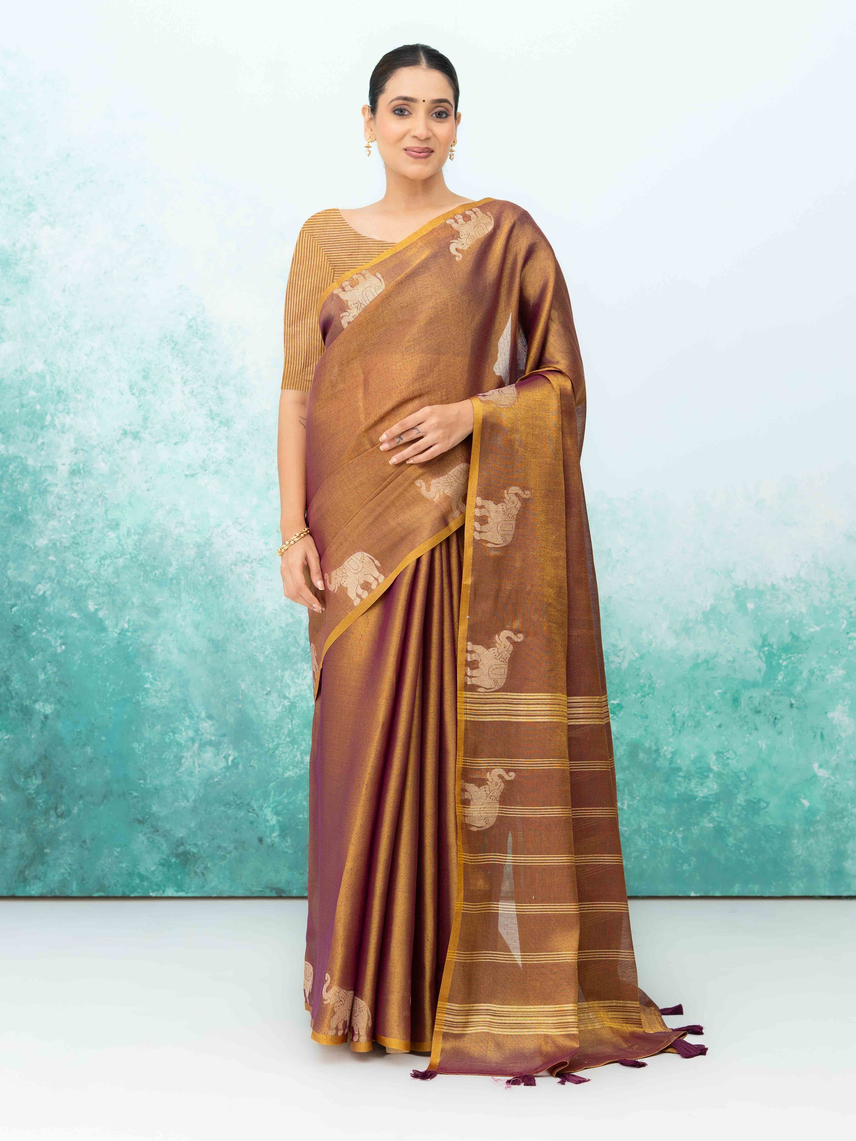 Rose Purple Tusser Silk Saree