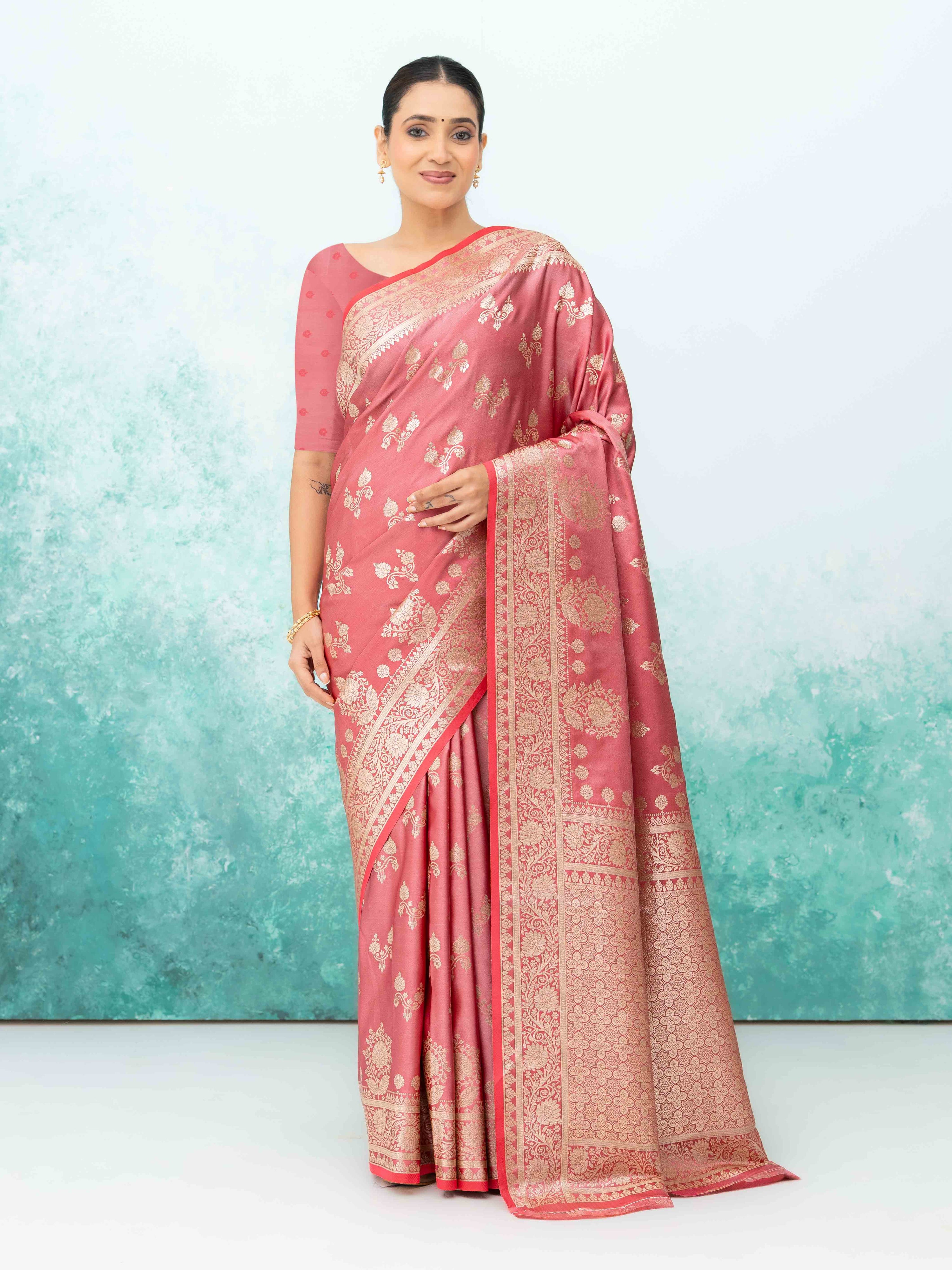Pink Banarasi Silk Saree