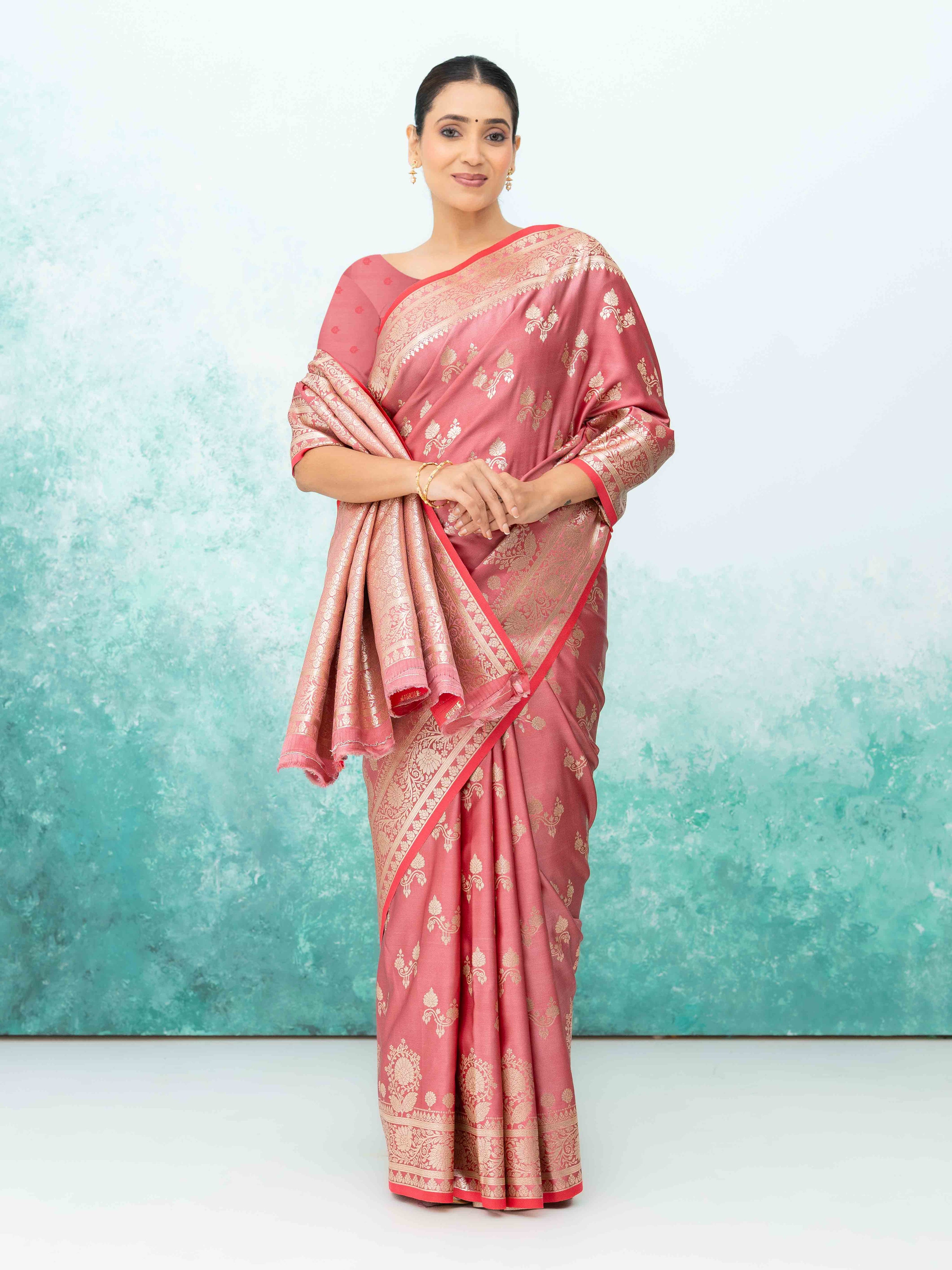 Pink Banarasi Silk Saree
