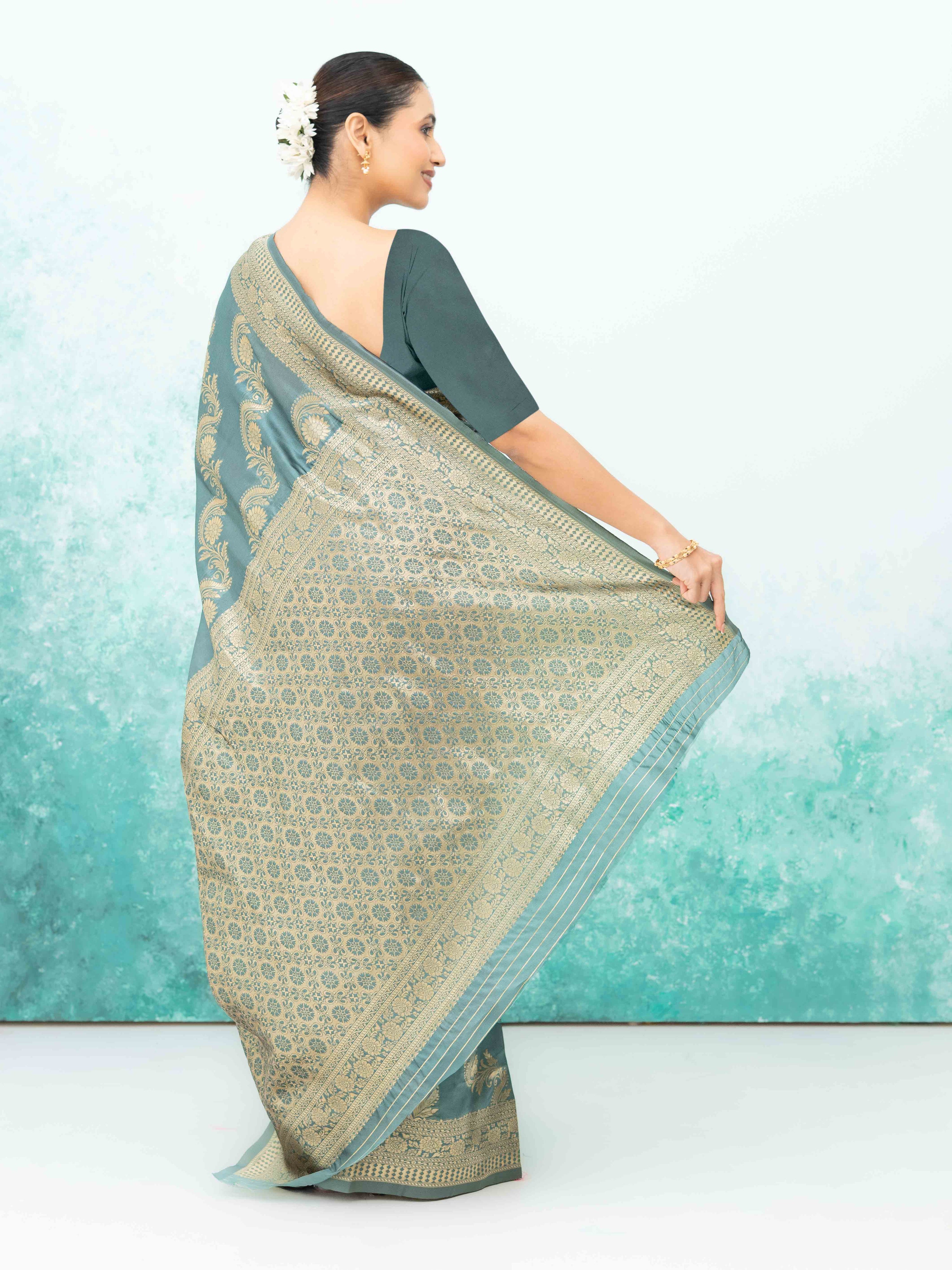 Gray Mysore Silk Saree