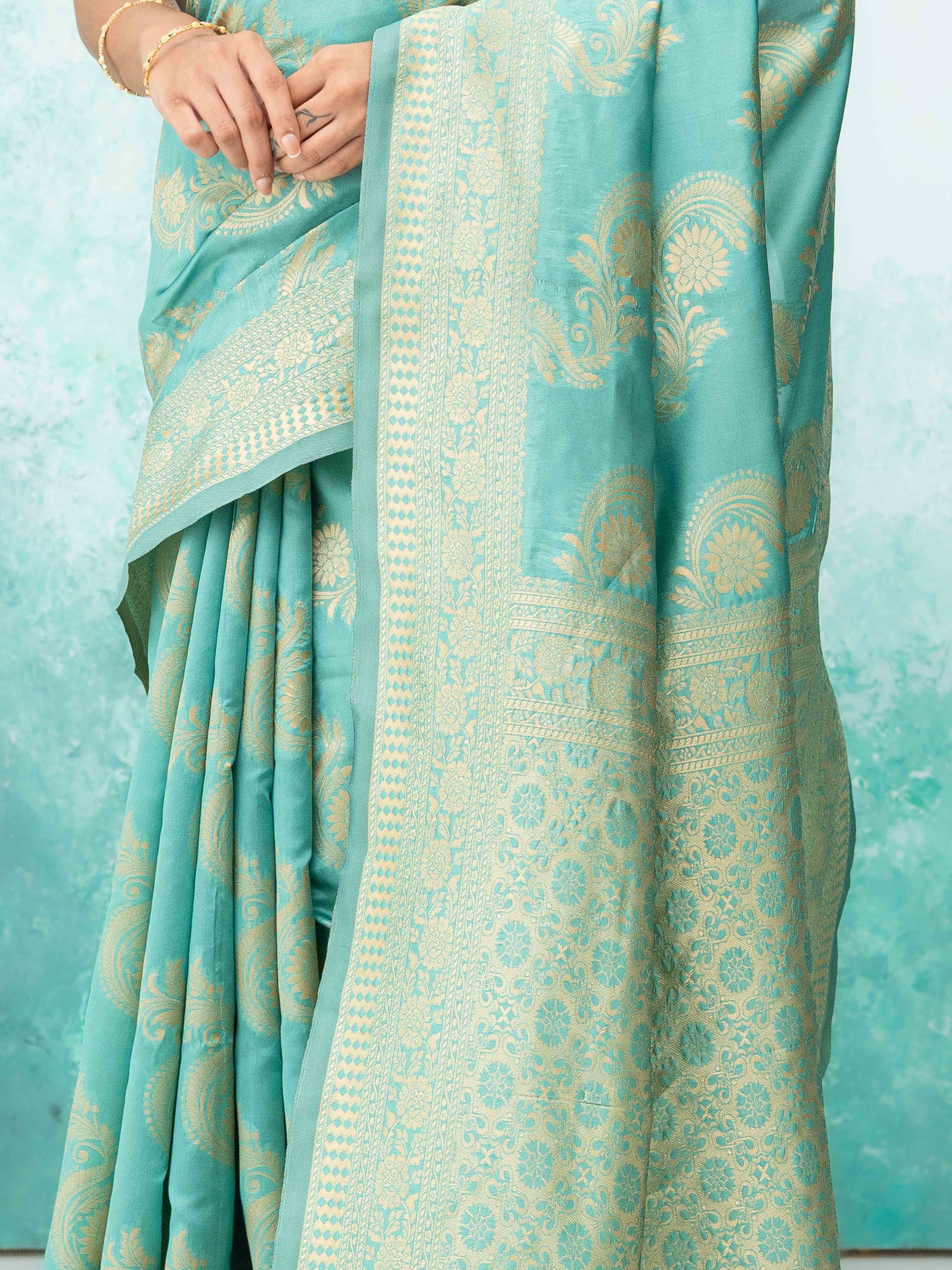 Sky Blue Mysore Silk Saree