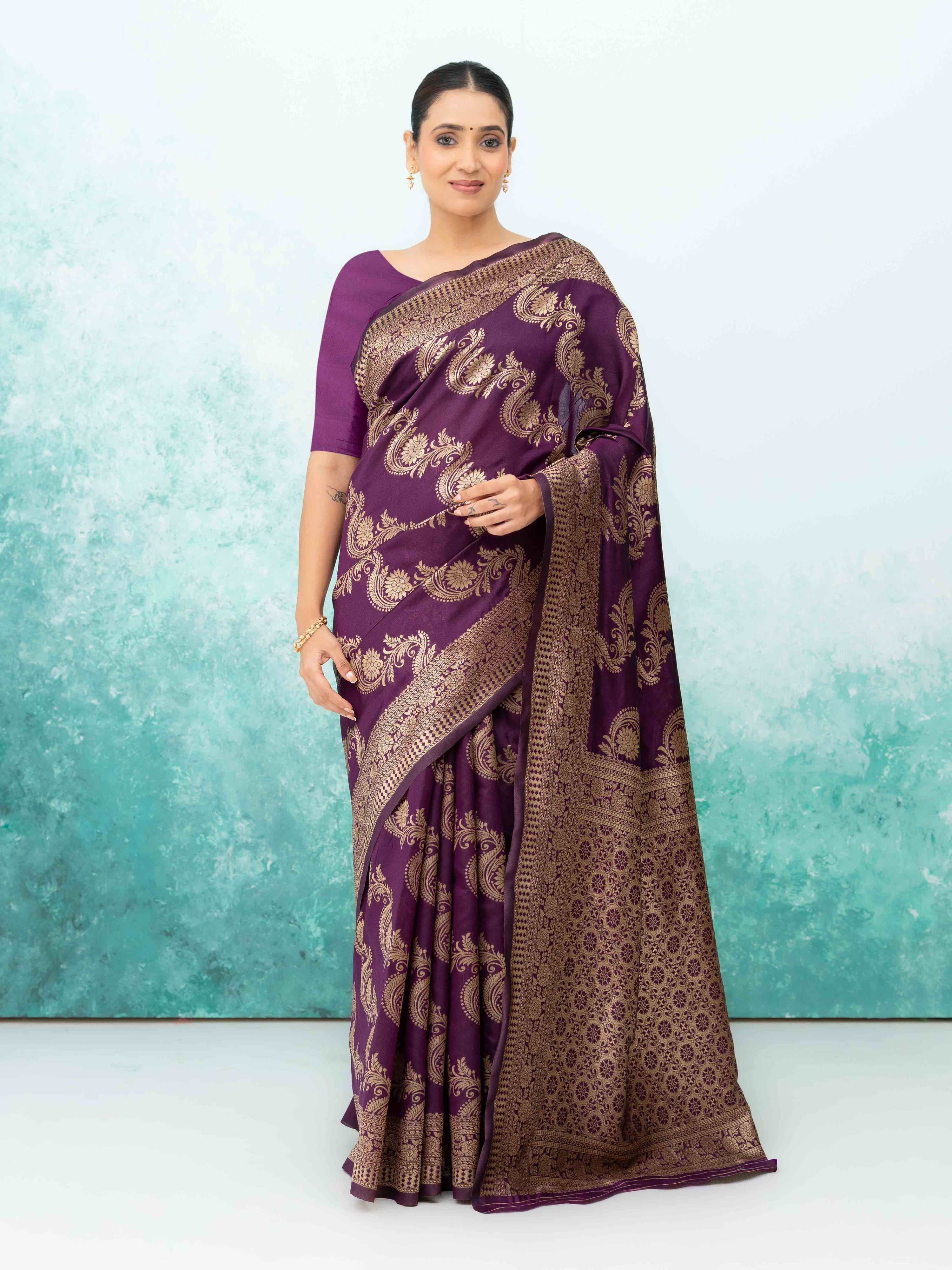 Wine Mysore Silk Saree