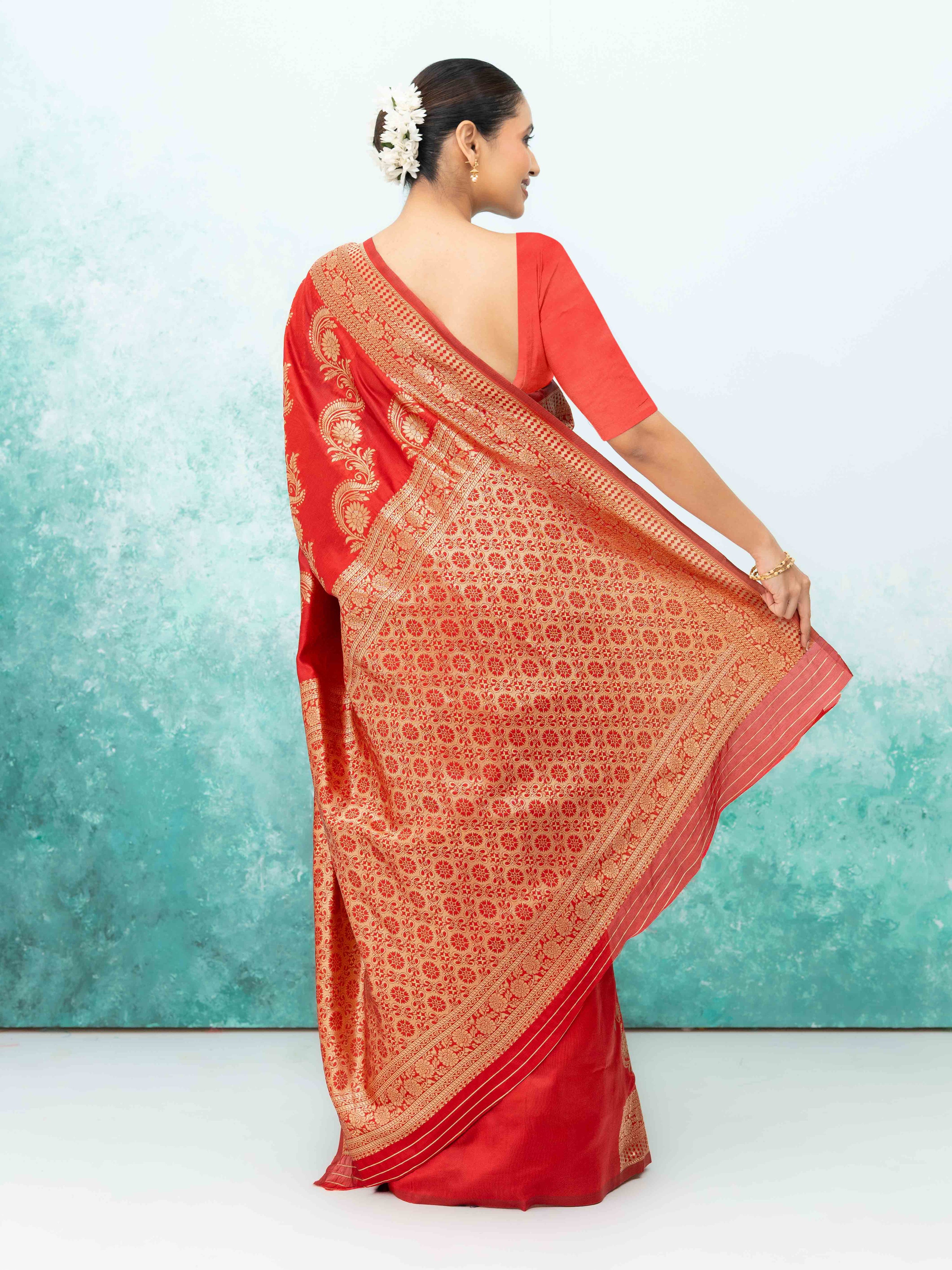 Ruby Red Mysore Silk Saree